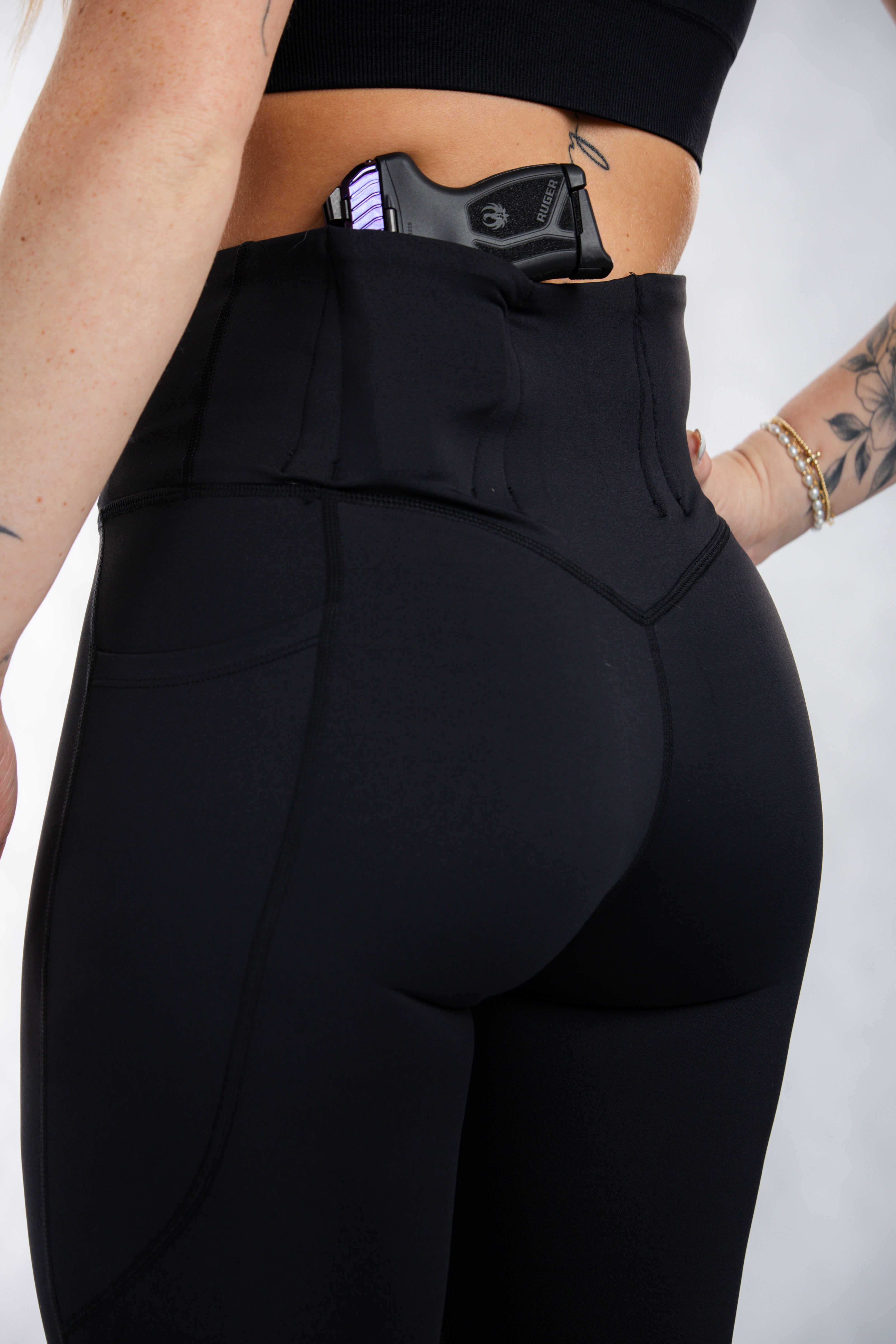 Concealed Carry Leggings with Hidden Pockets for Women - Comfortable & Secure Black Yoga Pants for Running, Gym & Everyday Wear