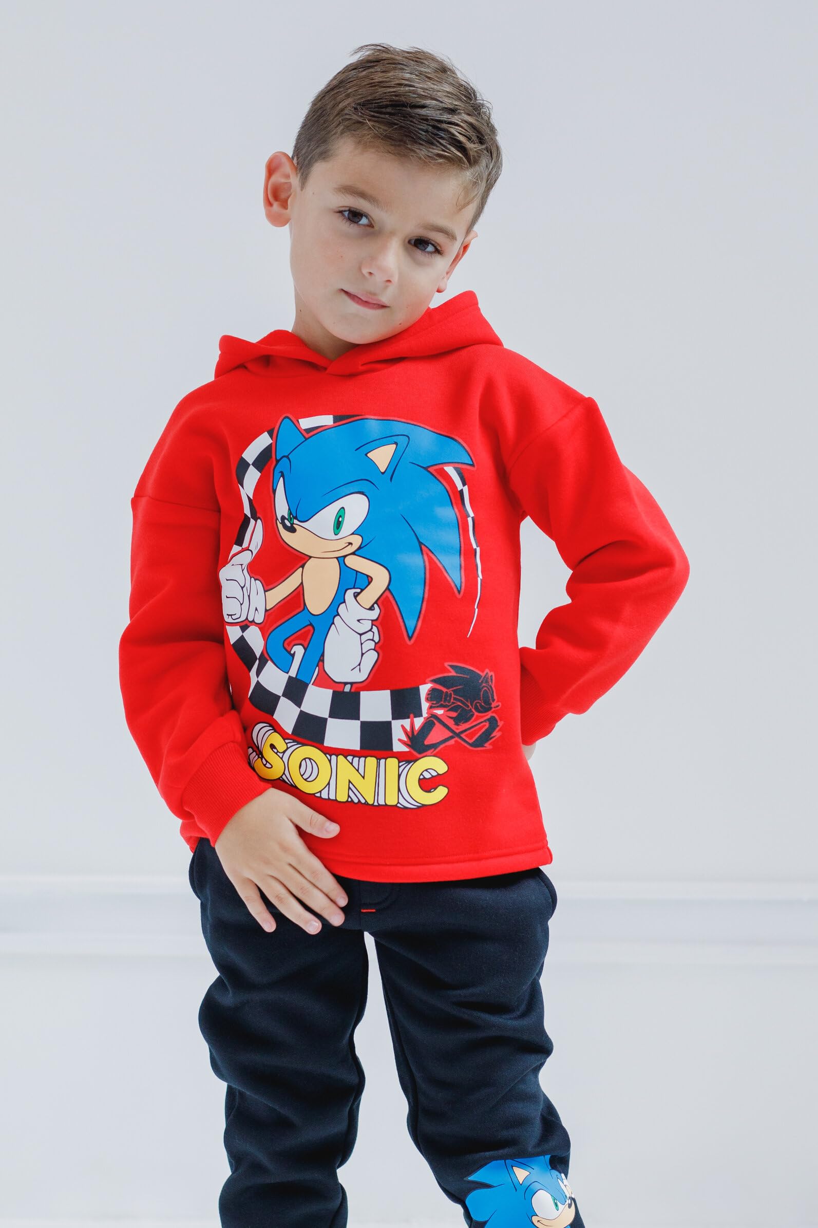 SEGA Sonic the Hedgehog Fleece Pullover Hoodie & Pants Outfit Set for Kids (2T-20) - Cozy Winter Wear for Toddler to Big Kid - Perfect for Playdates, School & Family Outings