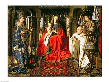 Jan Van Eyck Madonna and Child with Canon Joris der Paele 1436 Art Print - 24x18 Inch Religious Renaissance Poster - Perfect for Home Decor, Church Display & Art History Classrooms