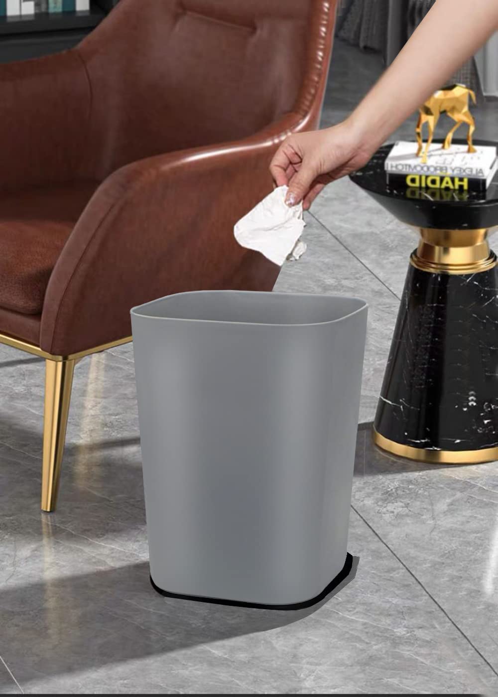 Besli 2 Gallon Small Trash Can - Wastebasket for Bathroom, Bedroom, Kitchen & Office - Pack of 3 (Gray) - Perfect for Home, Dorm & Office Organization