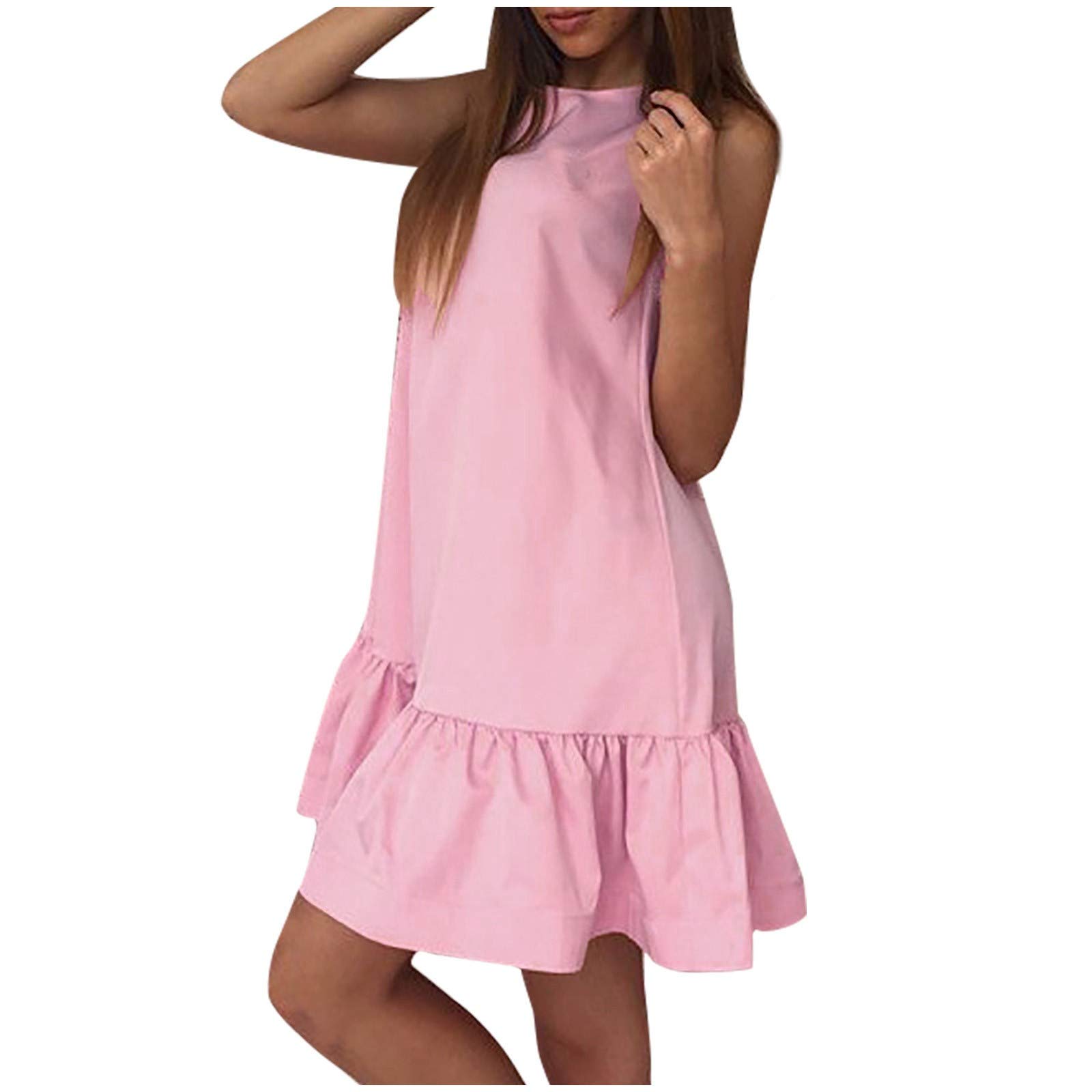 Rabbithome Women's Summer Dresses - Floral Sundress Casual Short Sleeve Beach Dress for Vacation, Party, and Outdoor Activities