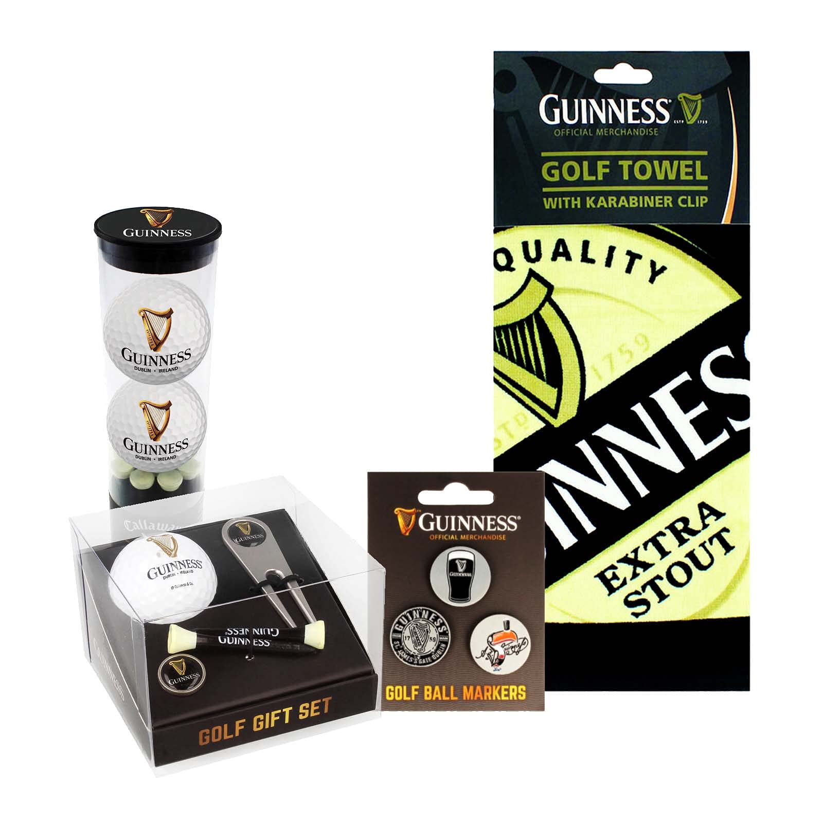 Carrolls Irish Gifts - Premium Guinness Merchandise Golf Gift Set | 4-Piece Golf Essentials Kit with Ball Marker, Divot Tool & More | Perfect Golf Tournament Prize & St. Patrick's Day Gift for Men