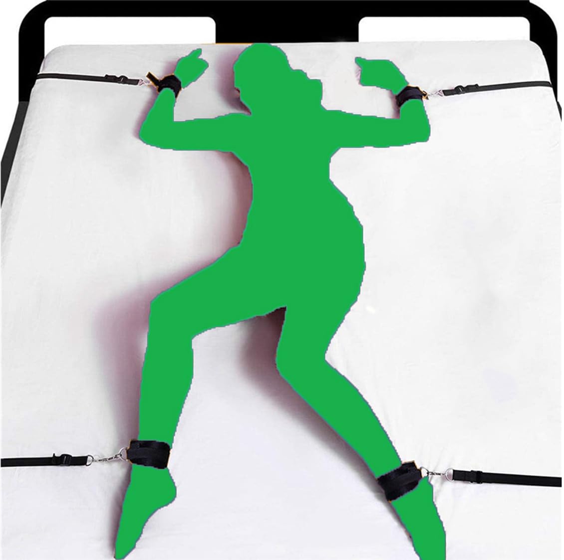Adjustable Under Bed Restraints Kit - Bondage Straps & Handcuffs for Couples (King/Queen Size) | Sexy Bedroom Toys for Adults | Perfect for Spicing Up Your Love Life & BDSM Play