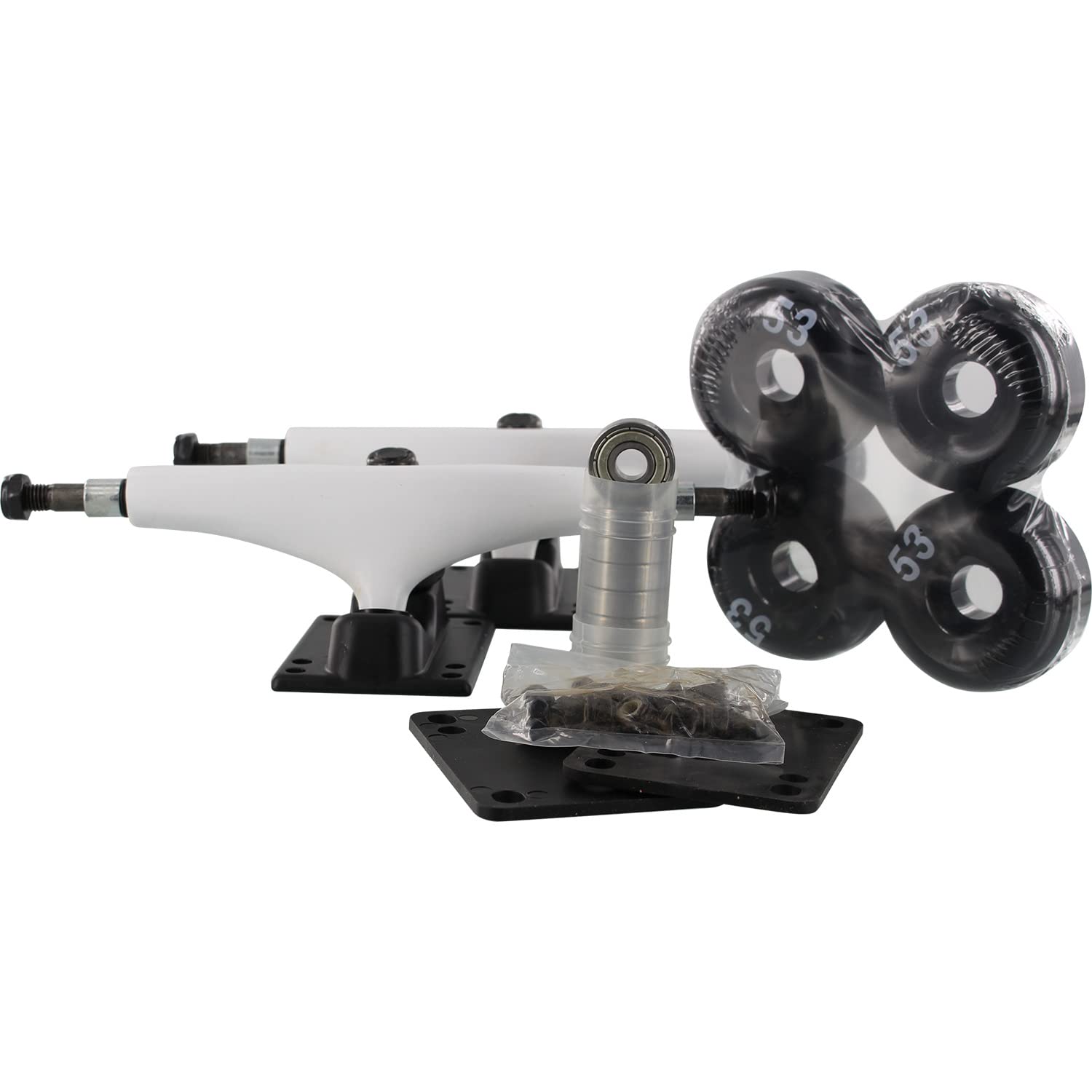53mm Black Wheels Skateboard Trucks Set - 5.25