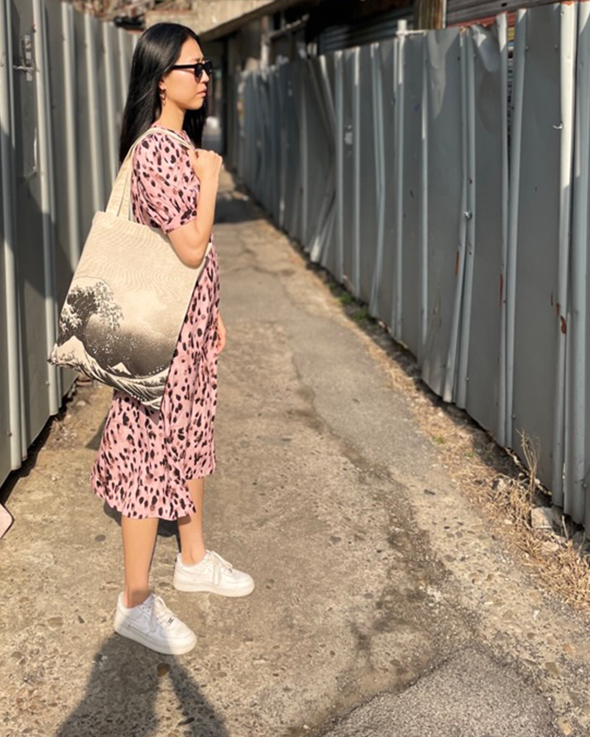 Eco-Friendly Wave Print Canvas Tote Bag - Reusable Shopping Bag for Beach, Grocery & Daily Use | Sustainable Cotton Carryall for Women & Men
