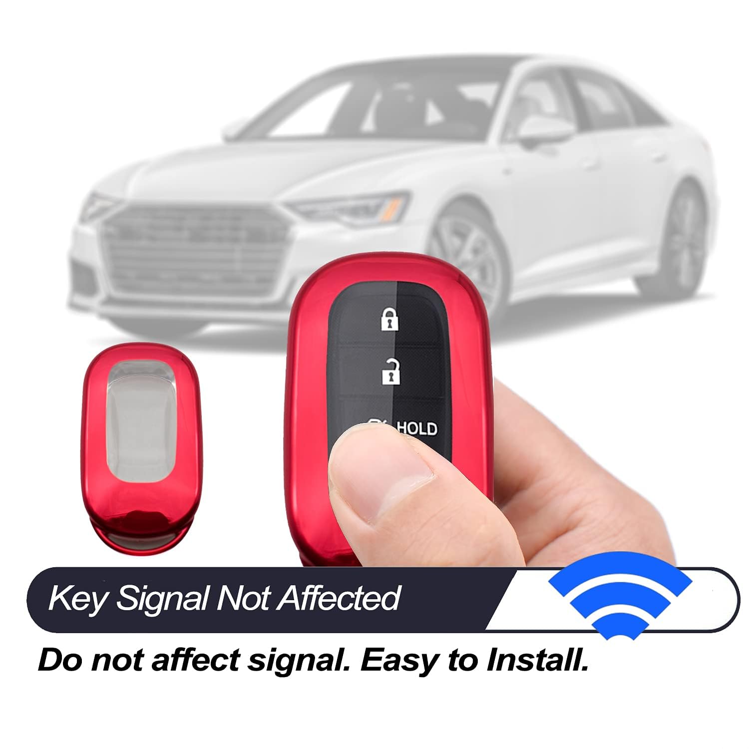 **MECHCOS TPU Key Fob Cover Case for Honda Civic CR-V Accord HR-V Pilot (2022-2024) - Red Remote Holder Skin Protector, Keyless Entry Sleeve Accessories - Perfect for Daily Use & Car Protection**