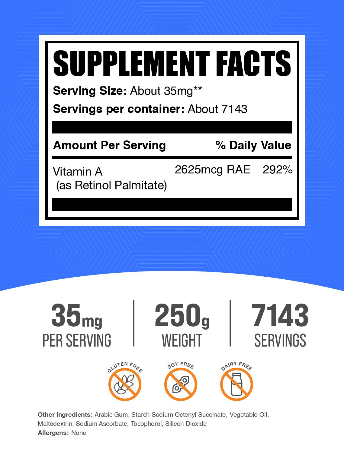Vitamin A Palmitate Powder - Pure & High-Quality Supplement for Skin & Eye Health | Supports Immunity & Vision | Ideal for DIY Cosmetics, Supplements & Skincare Products