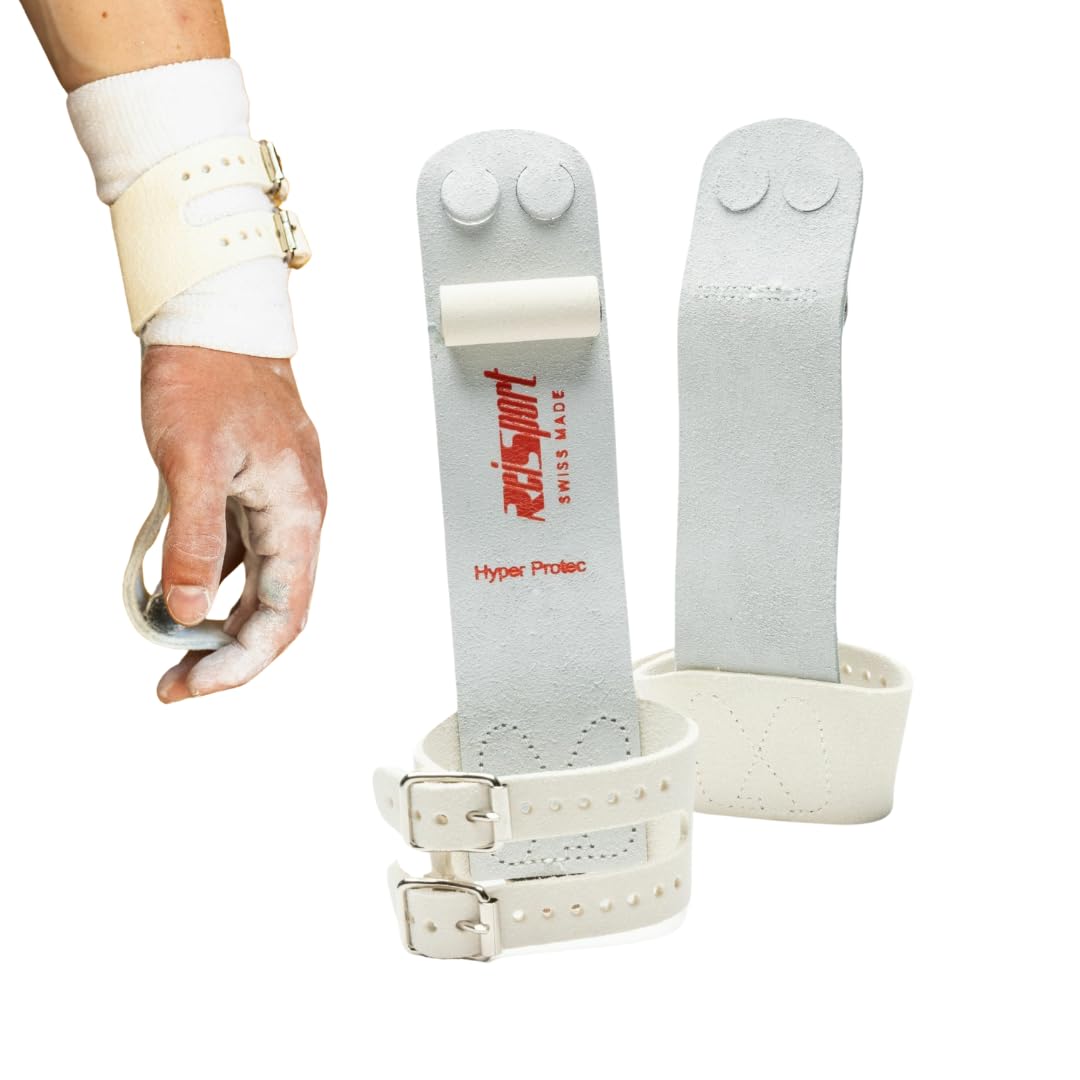 Reisport Protec Ring Gymnastics Grips for Men - Premium Triple Strength Leather Hand Grips for Gymnastics Rings - Durable Training Equipment for Advanced Athletes - Perfect for CrossFit, Olympic Training & Home Workouts