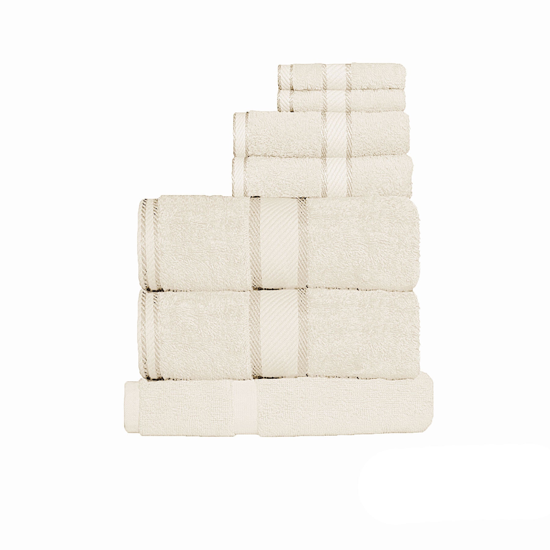 Premium 550gsm Cotton 7-Piece Towel Set in Cream - Ultra Soft & Absorbent Bath Towels for Spa, Hotel & Luxury Home Use