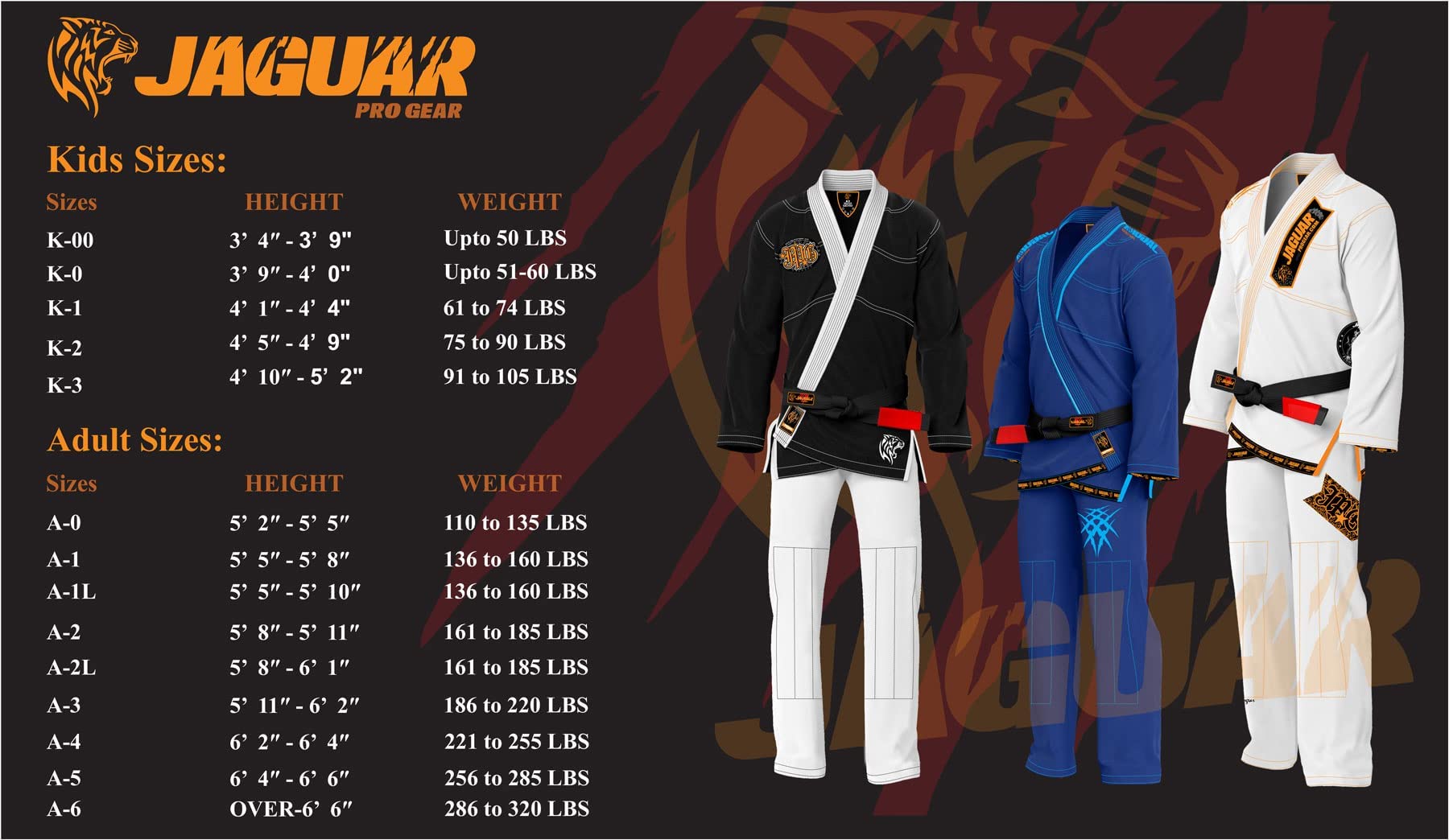 JAGUAR PRO GEAR Classic Series BJJ Gi - Lightweight Brazilian Jiu Jitsu Kimono for Kids & Adults (Unisex) with Free White Belt - Perfect for Training, Competition & Martial Arts Practice