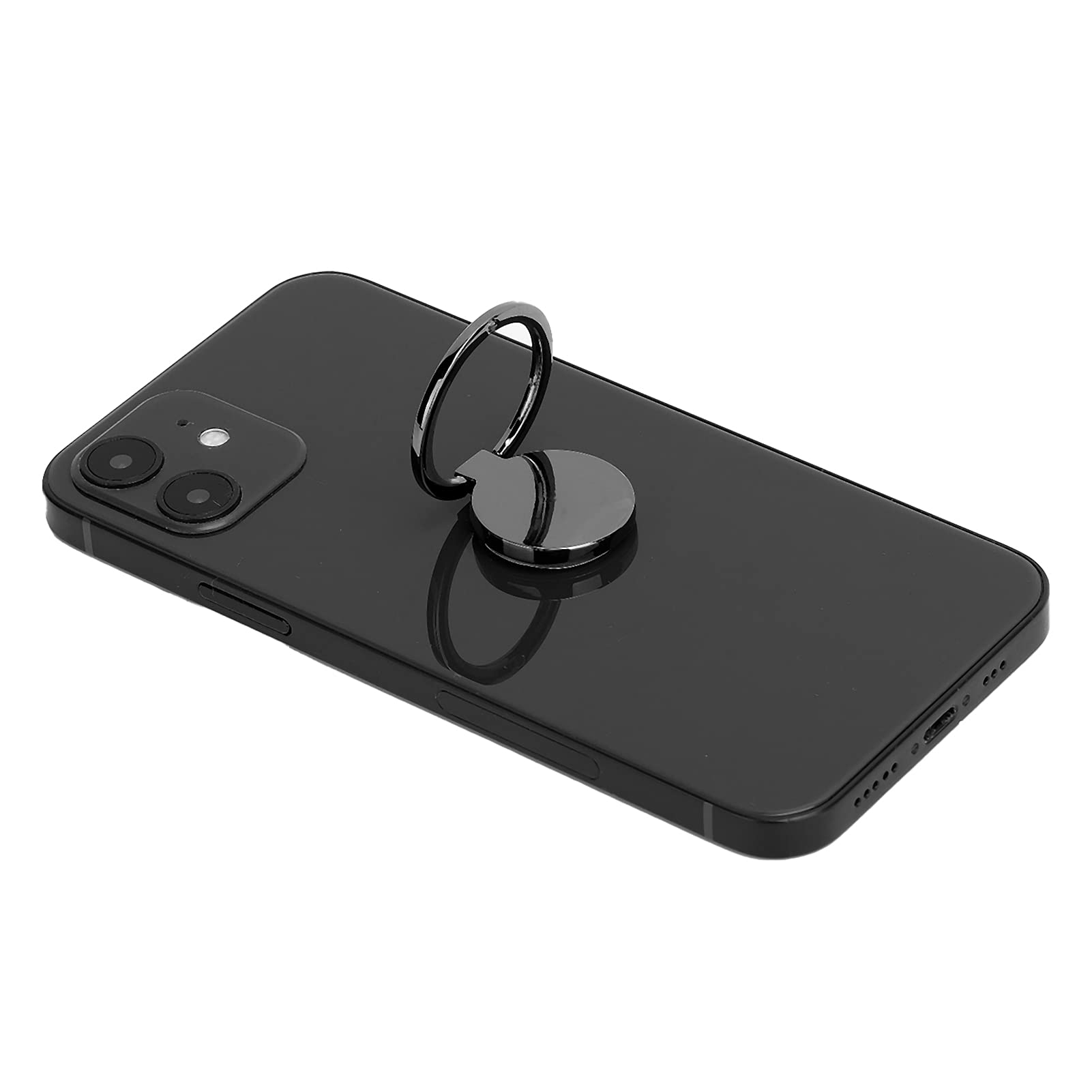 360° Adjustable Magnetic Phone Ring Holder - Metal Finger Grip Stand for Mobile Phones & Tablets (Black) | Car Mount, Desk Stand & Hands-Free Viewing Accessory