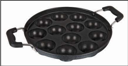 Nonstick Appam Pan - 12 Cavity Paniyaram Pan with Stainless Steel Lid (30cm) - Perfect for Making South Indian Appam, Paniyaram & Breakfast Snacks at Home