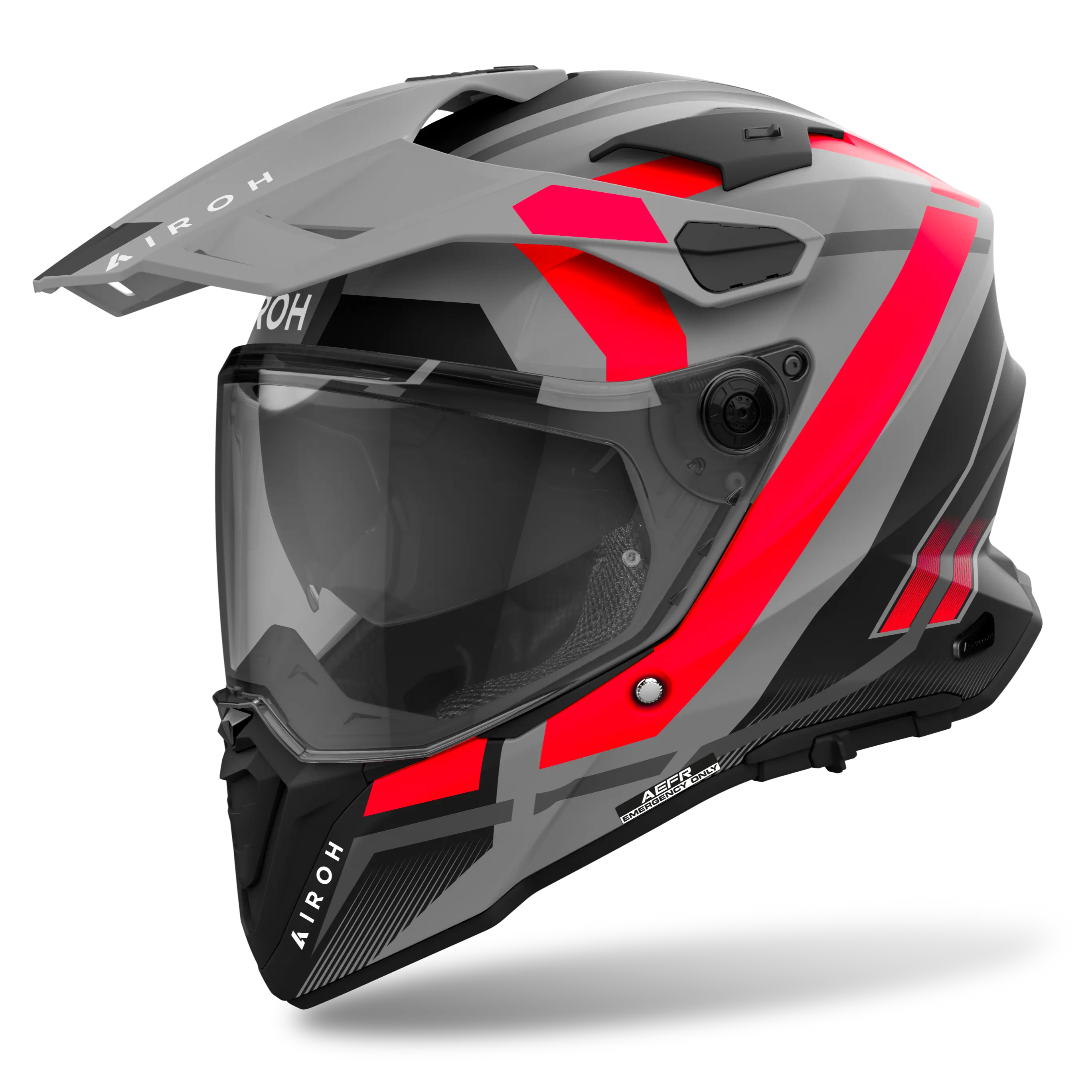 Airoh Commander 2 Reveal Matt Fluo Red Motorcycle Helmet - Lightweight DOT Certified Full Face Helmet for Street & Off-Road Riding - Perfect for Adventure Touring & Motocross