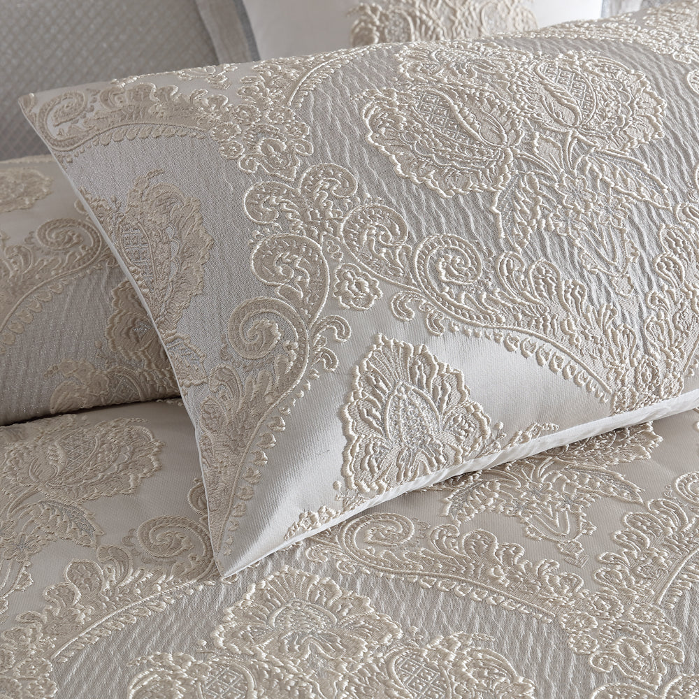 Emerson Ivory Quilt Cover Set by Davinci - Premium 100% Cotton Queen Size Bedding Set with 2 Pillow Shams | Soft & Breathable for All Seasons | Perfect for Master Bedroom, Guest Room & Hotel Decor