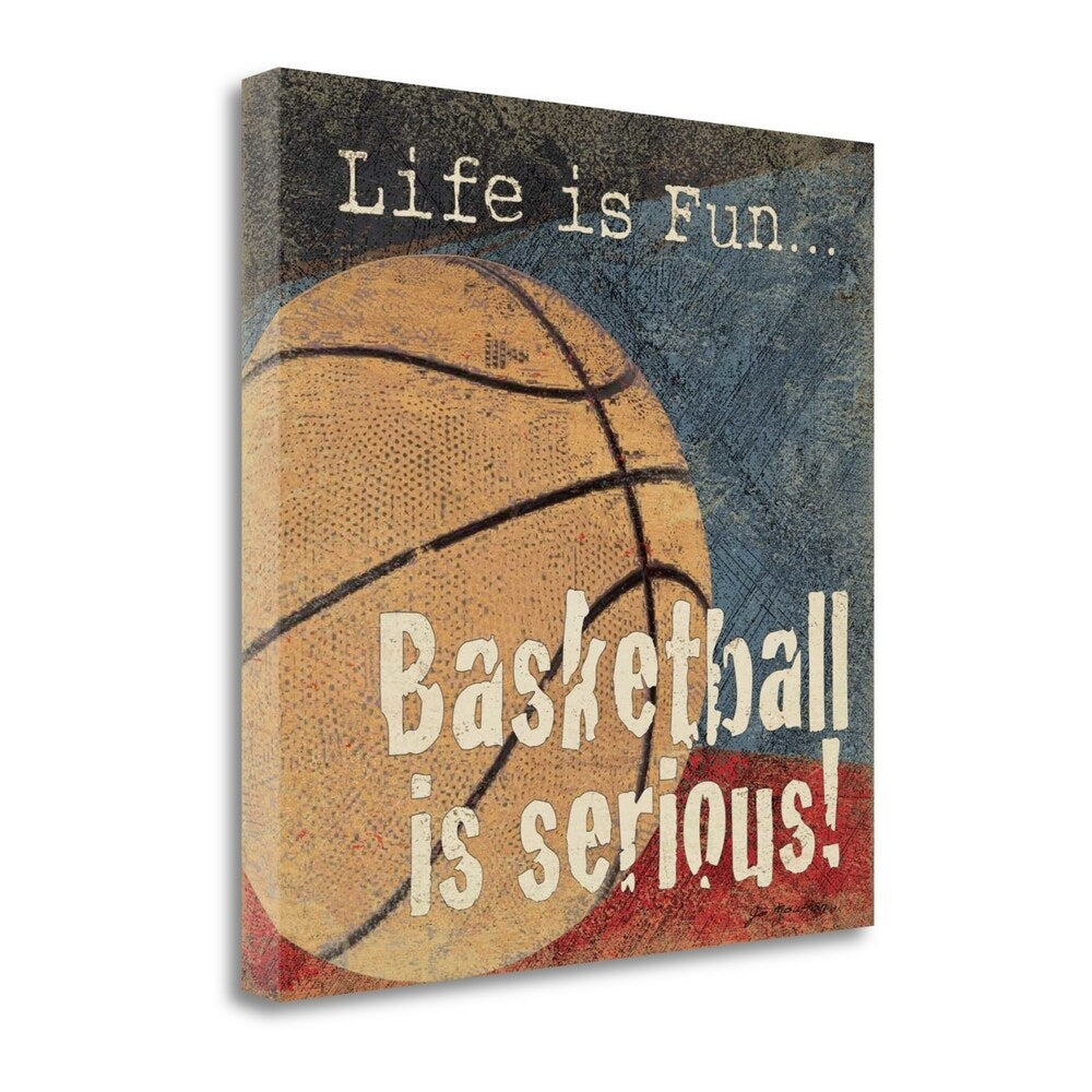 Basketball Fine Art Giclee Print by Jo Moulton - Gallery Wrapped Canvas Wall Art Ready to Hang - Perfect for Home Decor, Office & Sports Fan Gifts