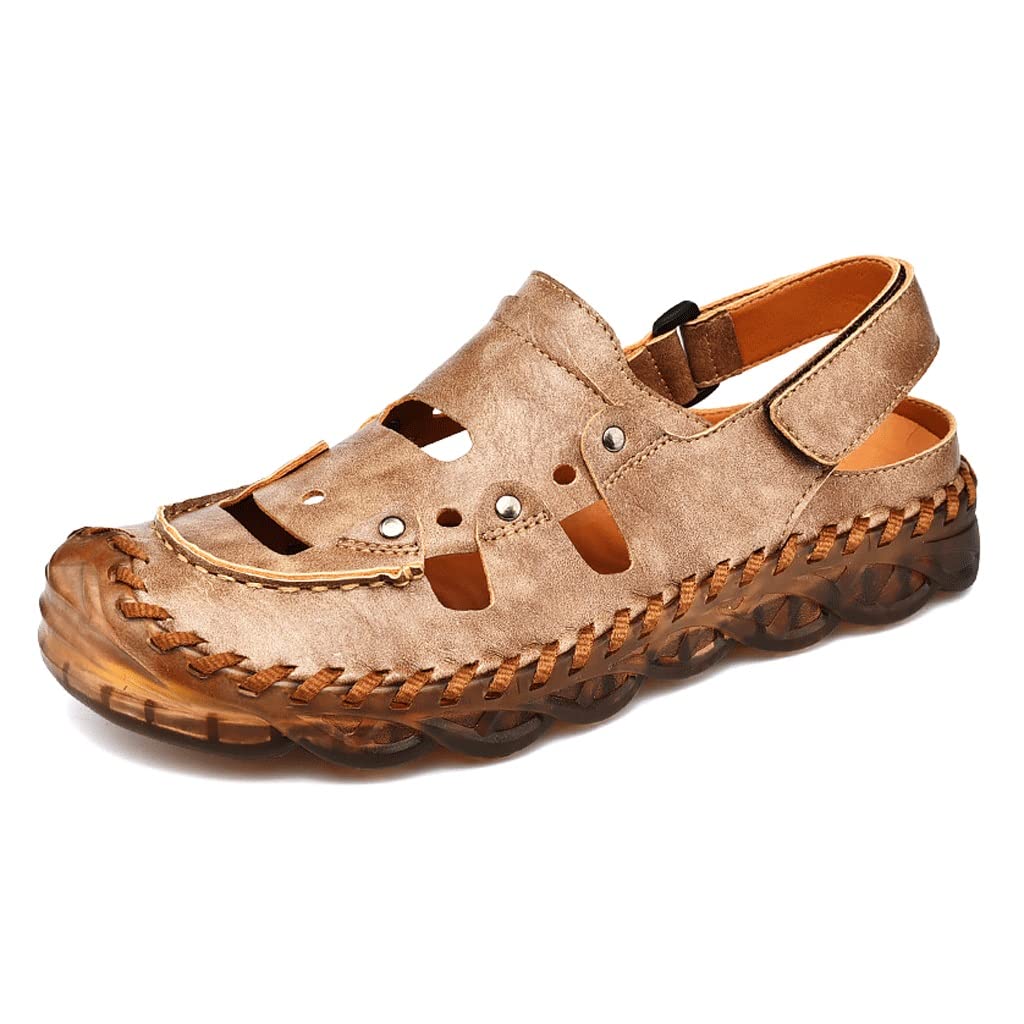 Handmade Men's Summer Sandals - Breathable Outdoor Beach Sandals for Men, Size 7, Brown - Perfect for Beach Vacations, Poolside Lounging & Casual Summer Wear