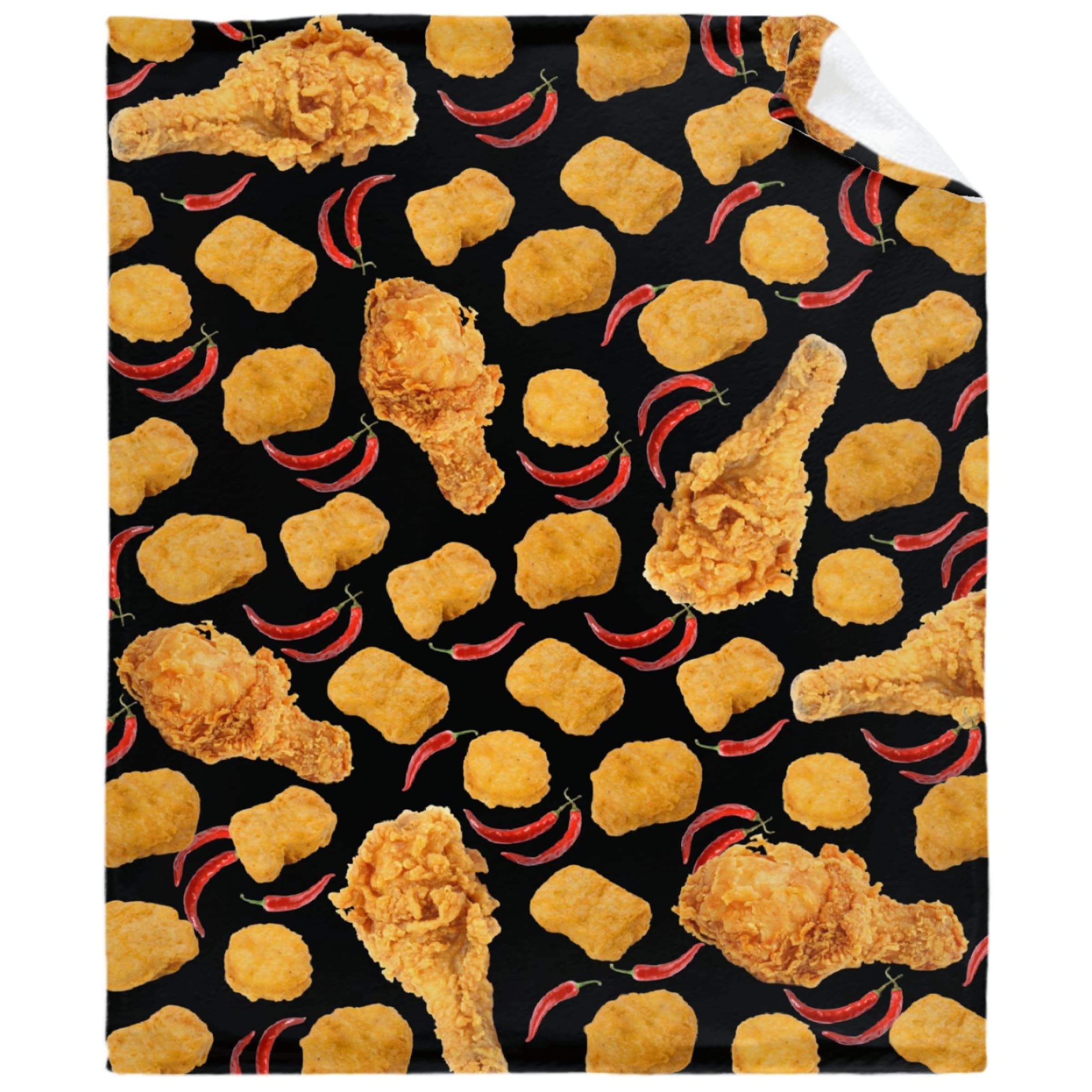 Angaja Chicken Nuggets Fried Chicken Chili Soft Warm Flannel Throw Blanket 80