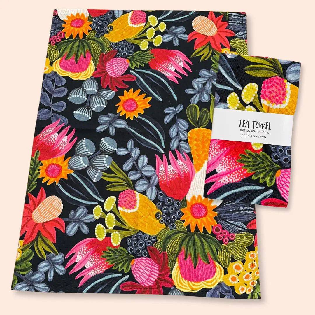 Banksia Beauty Designer Tea Towel - Premium Cotton Kitchen Towel for Drying Dishes & Decor - Perfect for Home, Kitchen, and Gift Giving