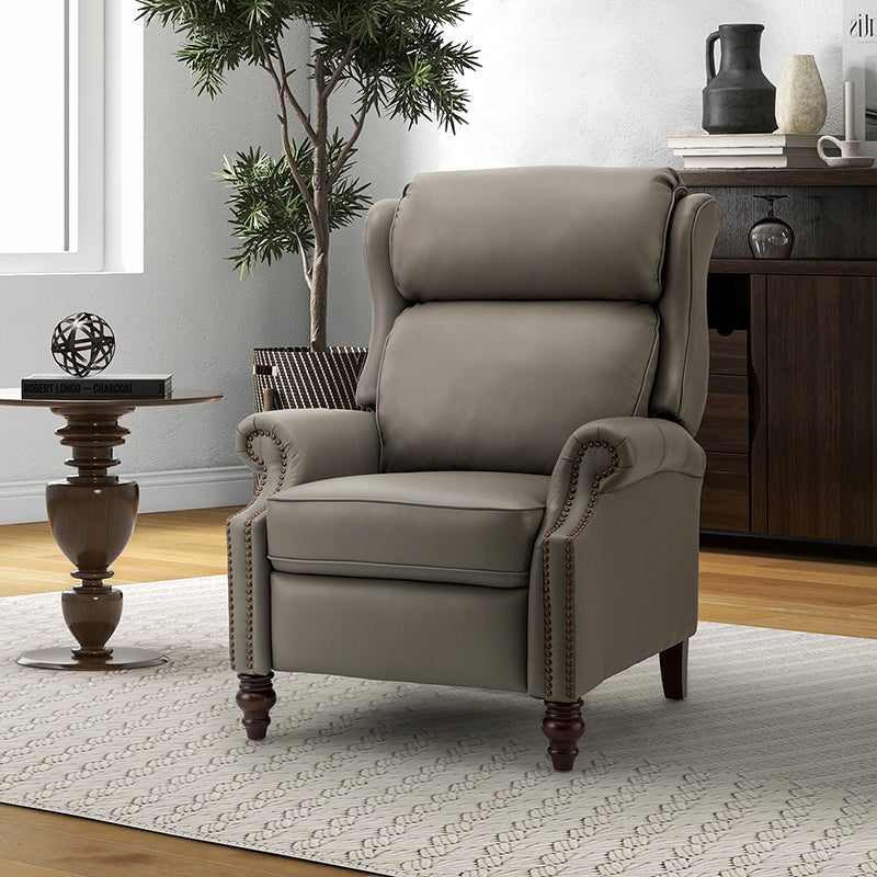 Lucina Genuine Leather Manual Recliner Chair - Handcrafted Premium Leather Living Room Furniture for Relaxation & Comfort - Perfect for Home Theater, Reading Nook, and Office Lounge