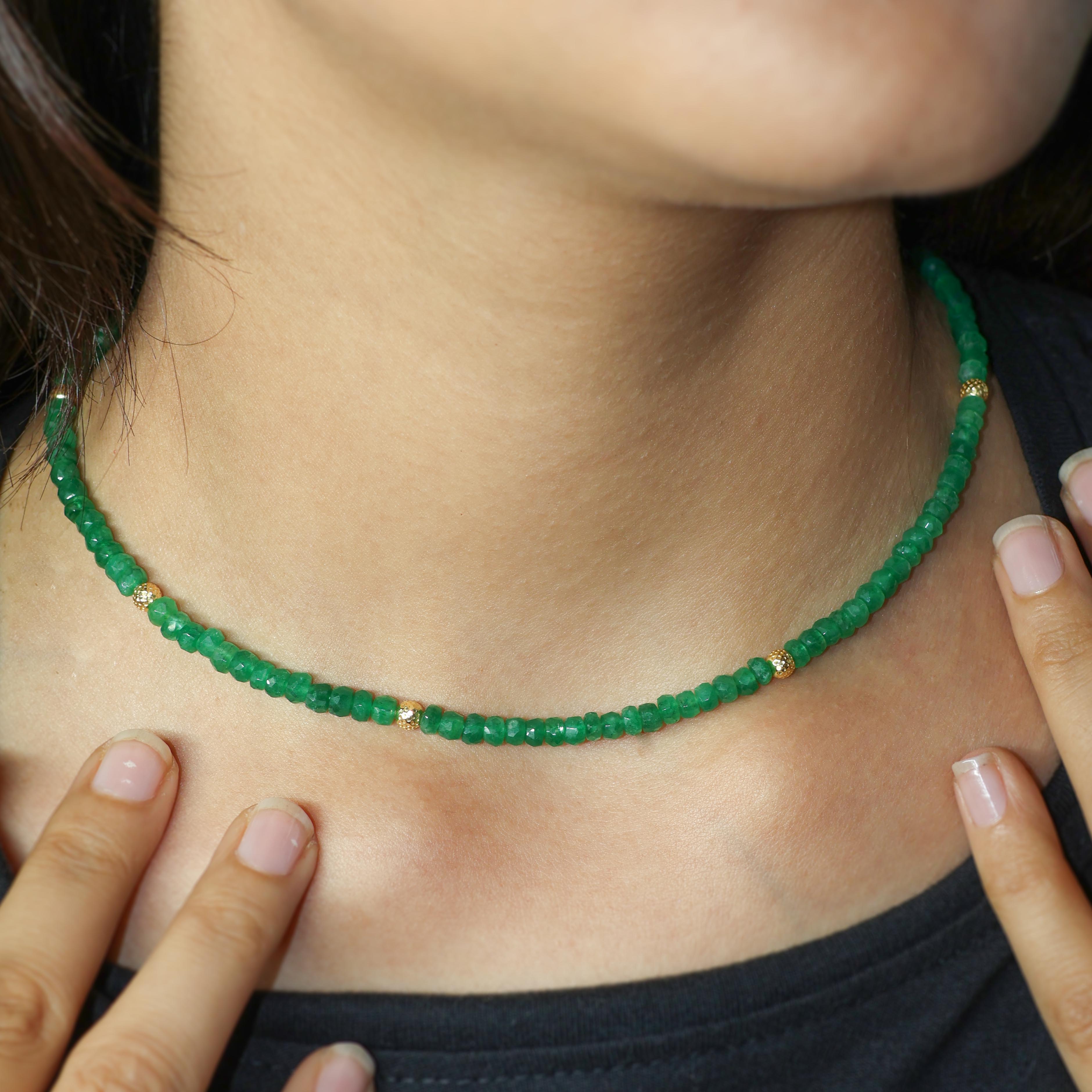 Natural Emerald Beaded Necklace for Women - Elegant Green Gemstone Jewelry Gift for Her | Perfect for Weddings, Parties & Special Occasions