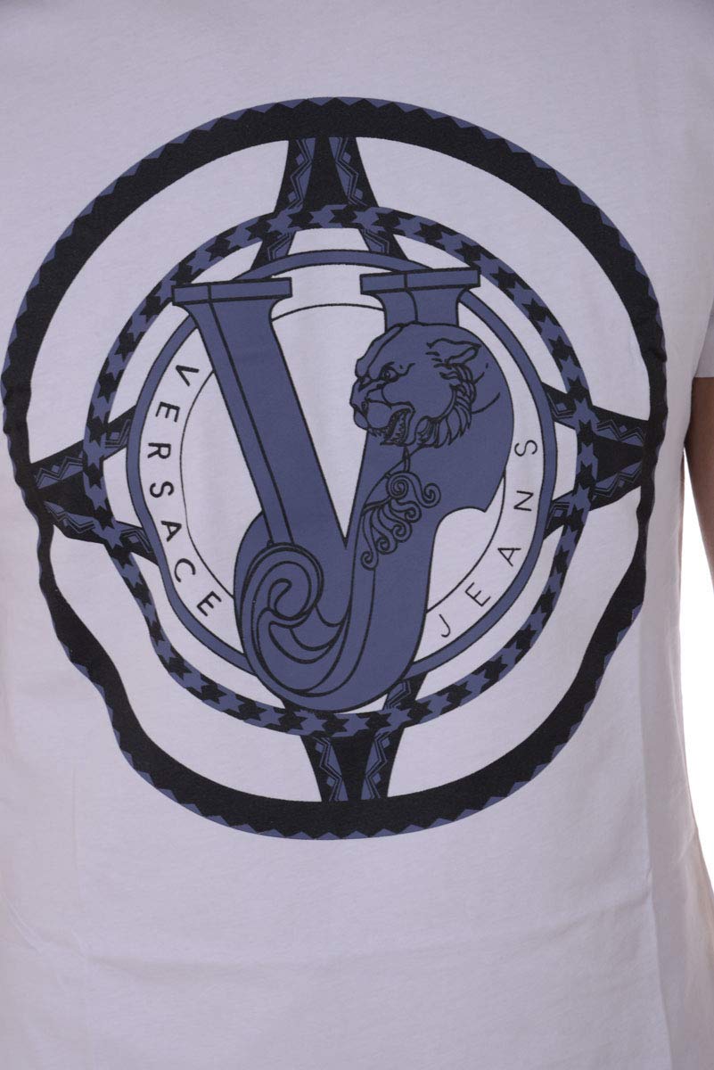 Versace Jeans Couture Men's T-Shirt & Sweatshirt - B3GQA780 Jersey Cotton Luna White - Size L - Casual Wear & Street Style Fashion