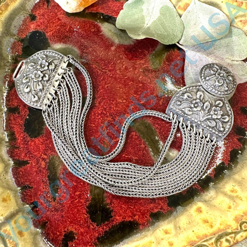 Sterling Silver Cable Bracelet with Floral Clasp - Elegant Adjustable Jewelry for Women, Perfect for Parties, Weddings & Everyday Wear