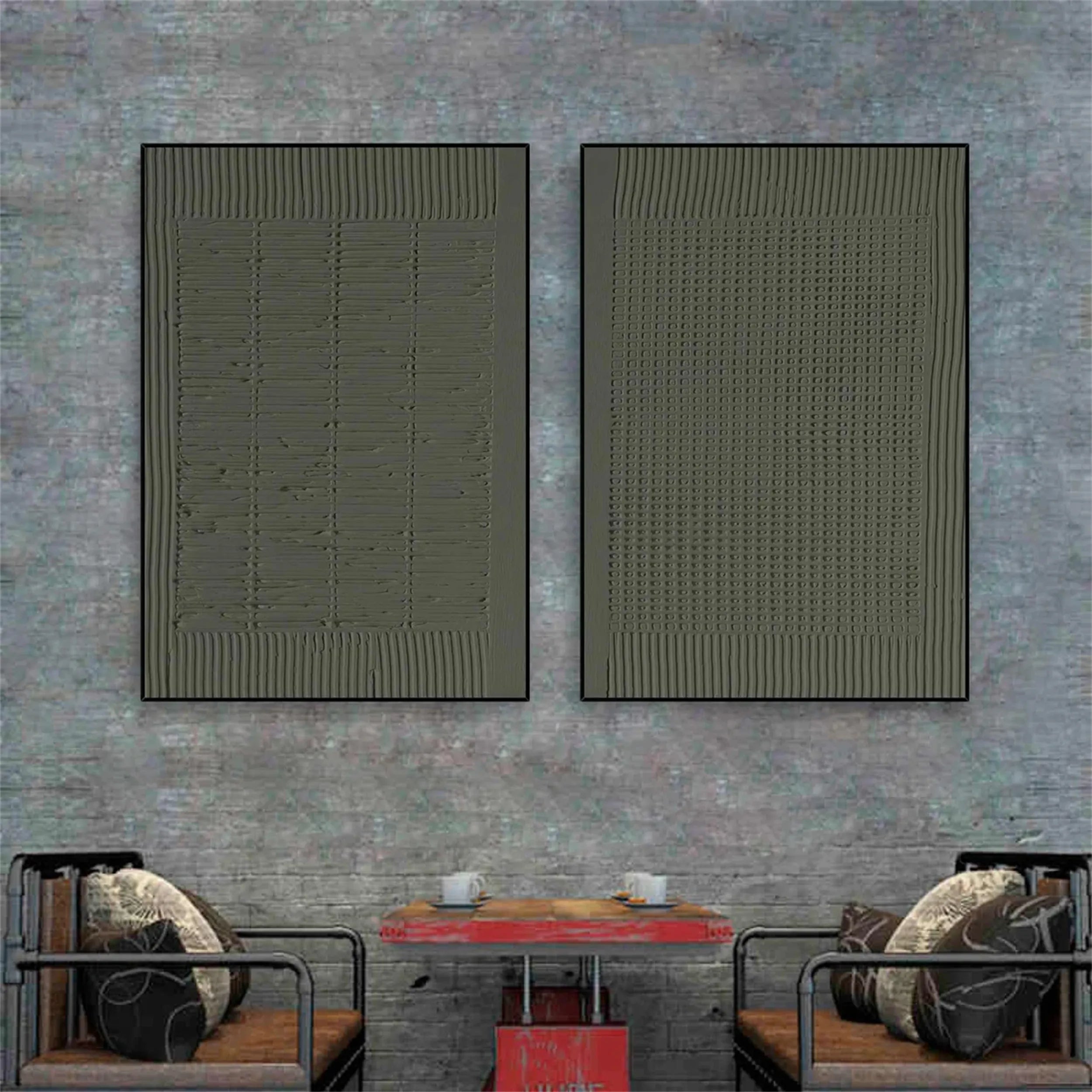 Abstract Blue & Green Wall Art Set of 2 - Modern Canvas Paintings for Living Room, Bedroom & Office Decor #BG028