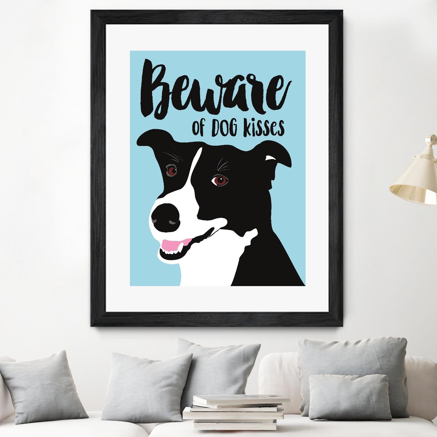 Beware of Dog Kisses Funny Warning Sign - Pet Safety Decal for Doors & Windows - Perfect for Dog Lovers & Home Security
