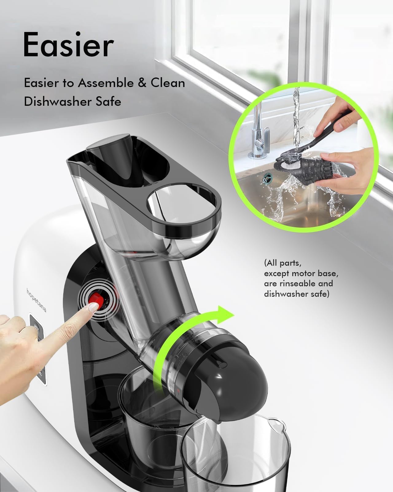 Premium Cold Press Juicer - Slow Masticating High-Yield Juice Extractor with Wide Dual-Feed Chute, Anti-Clog Reverse Function & Easy Cleaning - Perfect for Fruits, Vegetables, Wheatgrass, Celery & More - Ideal for Healthy Juicing at Home, Office or Gym - White