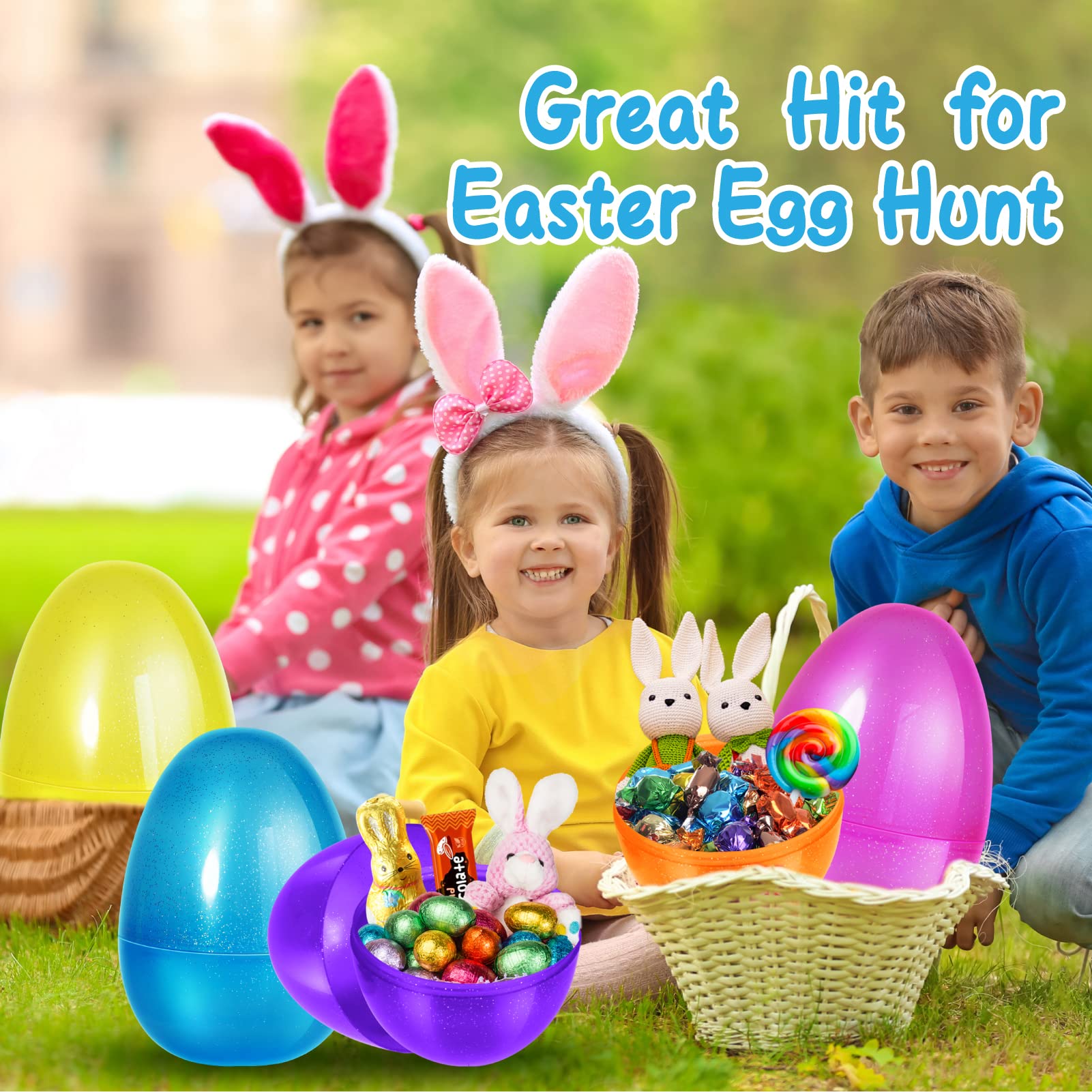 SpringFlower 12-Piece Jumbo Easter Eggs Set - 10 Inch Large Plastic Easter Eggs for Easter Egg Hunt, Empty Fillable Eggs for Candy & Treats, Easter Basket Stuffers & Party Favors - Perfect for Easter Celebrations, Kids' Parties & Spring Festivities