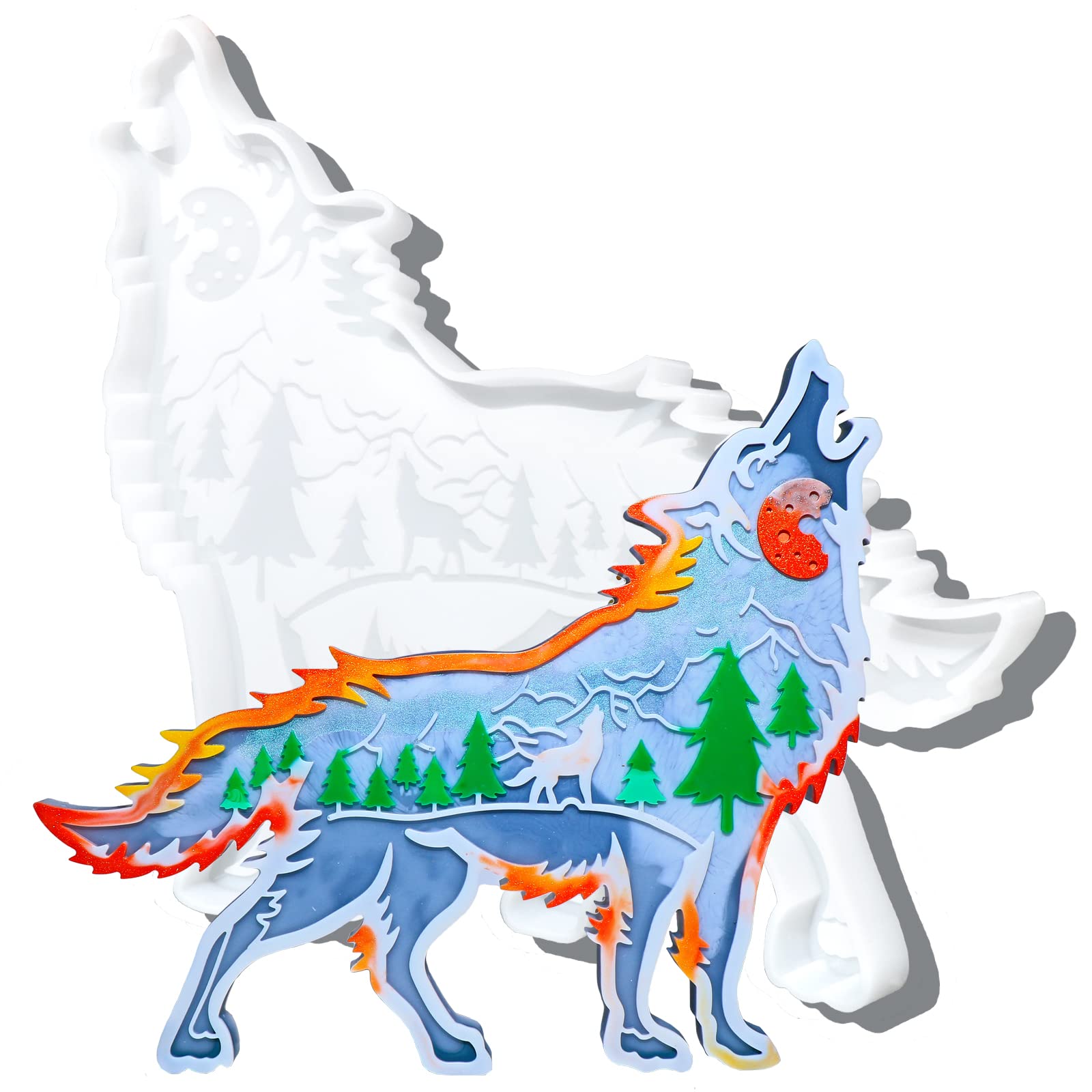 Wolf Silicone Resin Molds for DIY Crafting - Large Animal Epoxy Molds for Cabinets, Home & Office Decor - Perfect for Resin Art, Jewelry Making, and Unique Gift Ideas (Wolf Design)