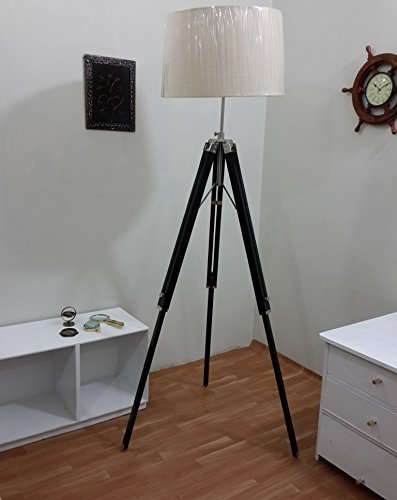 THORINSTRUMENTS Vintage Tripod Floor Lamp - Nautical Style Black Rustic Corner Lamp with Device, Vintage Home Decor Gift for Living Room, Bedroom & Office
