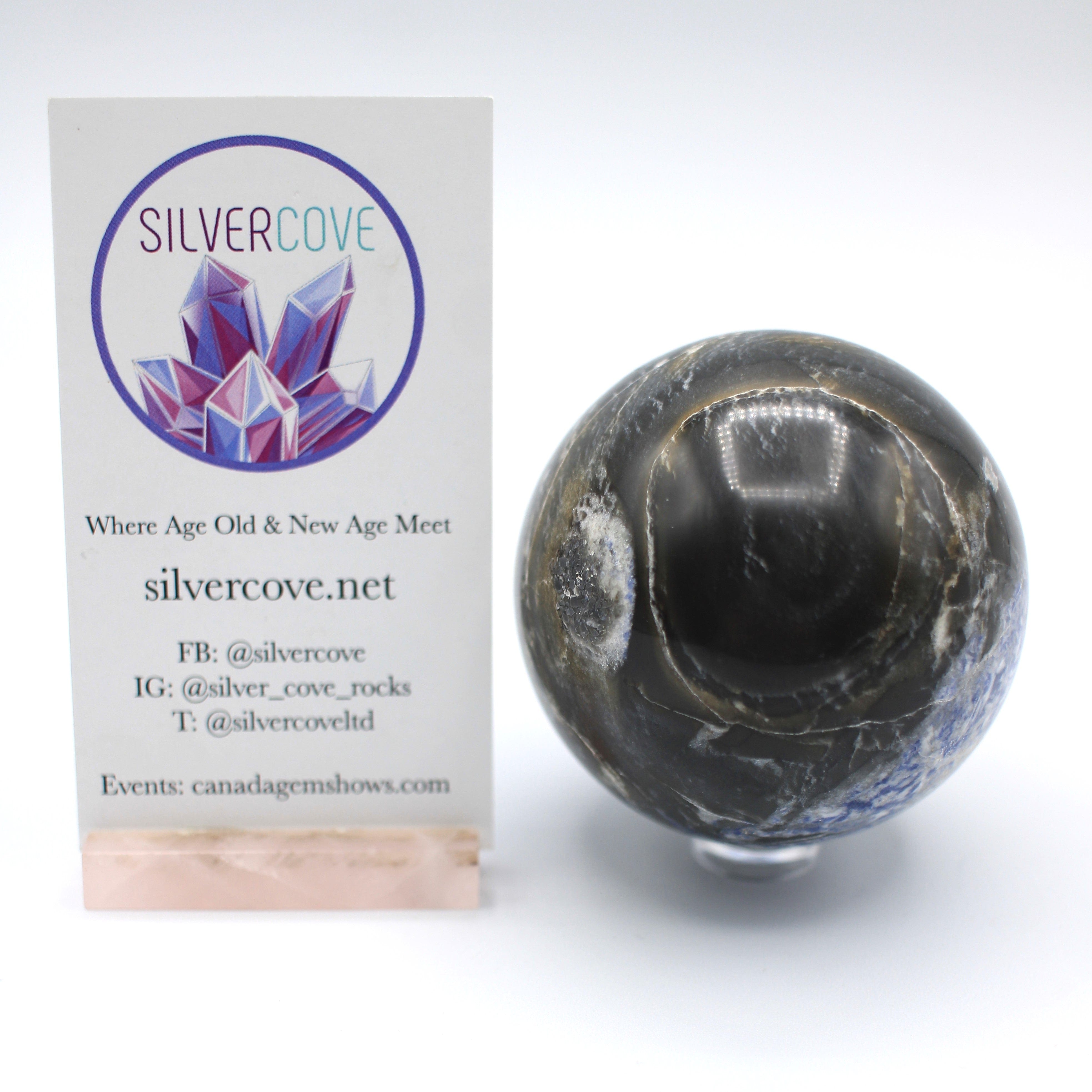 Canadian Sodalite in Matrix 62mm Sphere - Natural Blue Healing Crystal Ball for Meditation, Reiki, and Home Decor