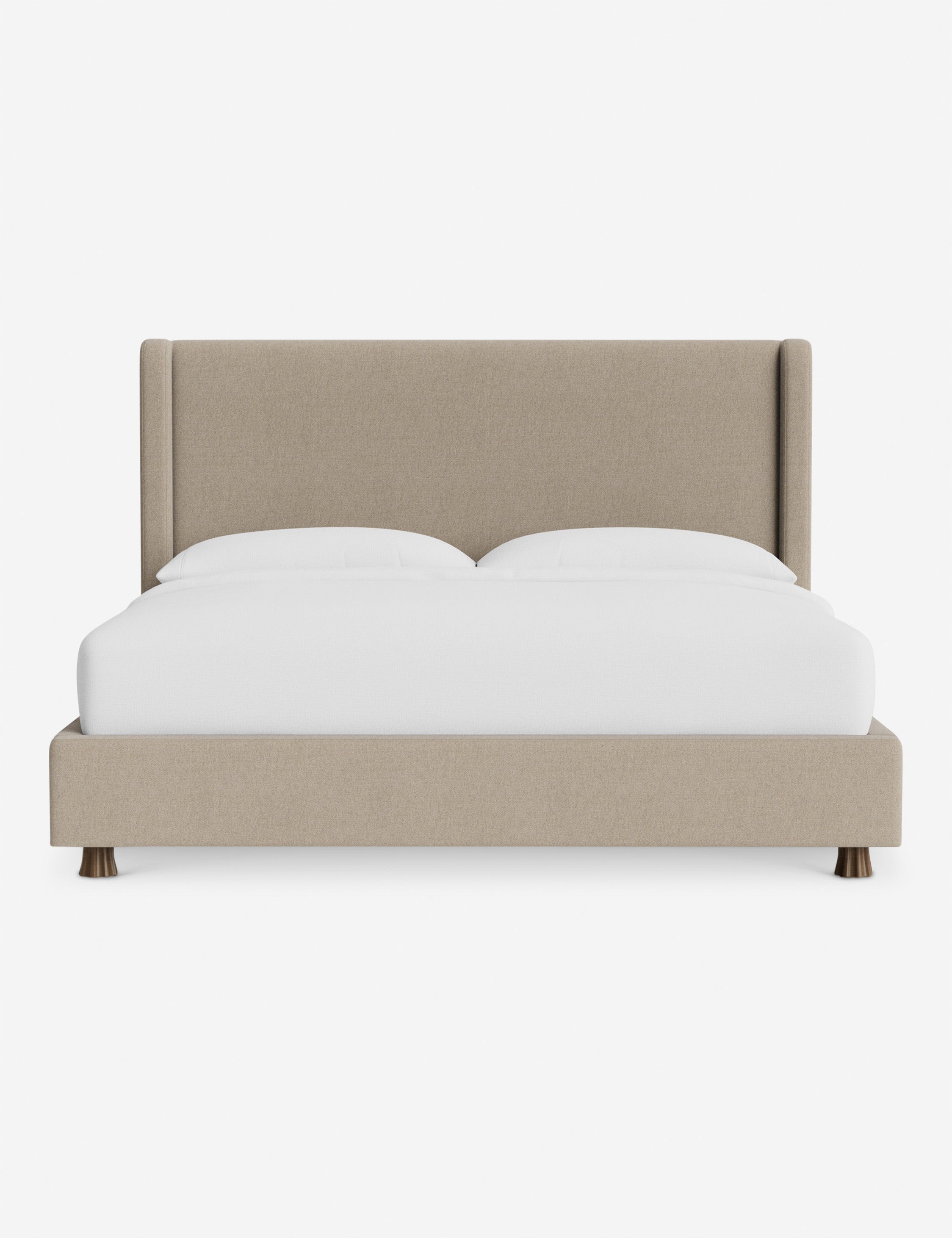 DOMINIQUE Platform Bed Frame by DISC Interiors - Modern Minimalist Wooden Bed with Upholstered Headboard | Perfect for Master Bedroom, Guest Room & Loft Apartments