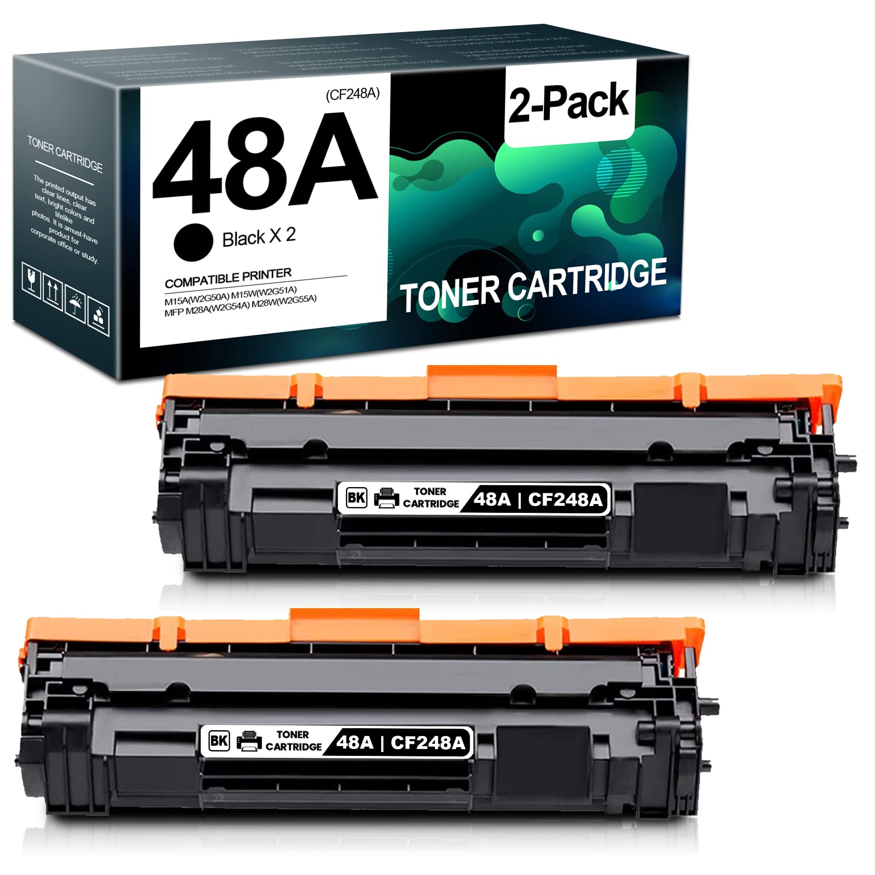 2-Pack Black High-Yield 48A CF248A Compatible Toner Cartridge Replacement for HP M15a M15w M28w M29w M30w M31w MFP M28a Printers - Ideal for Home & Office Printing by MIGUICOLOR