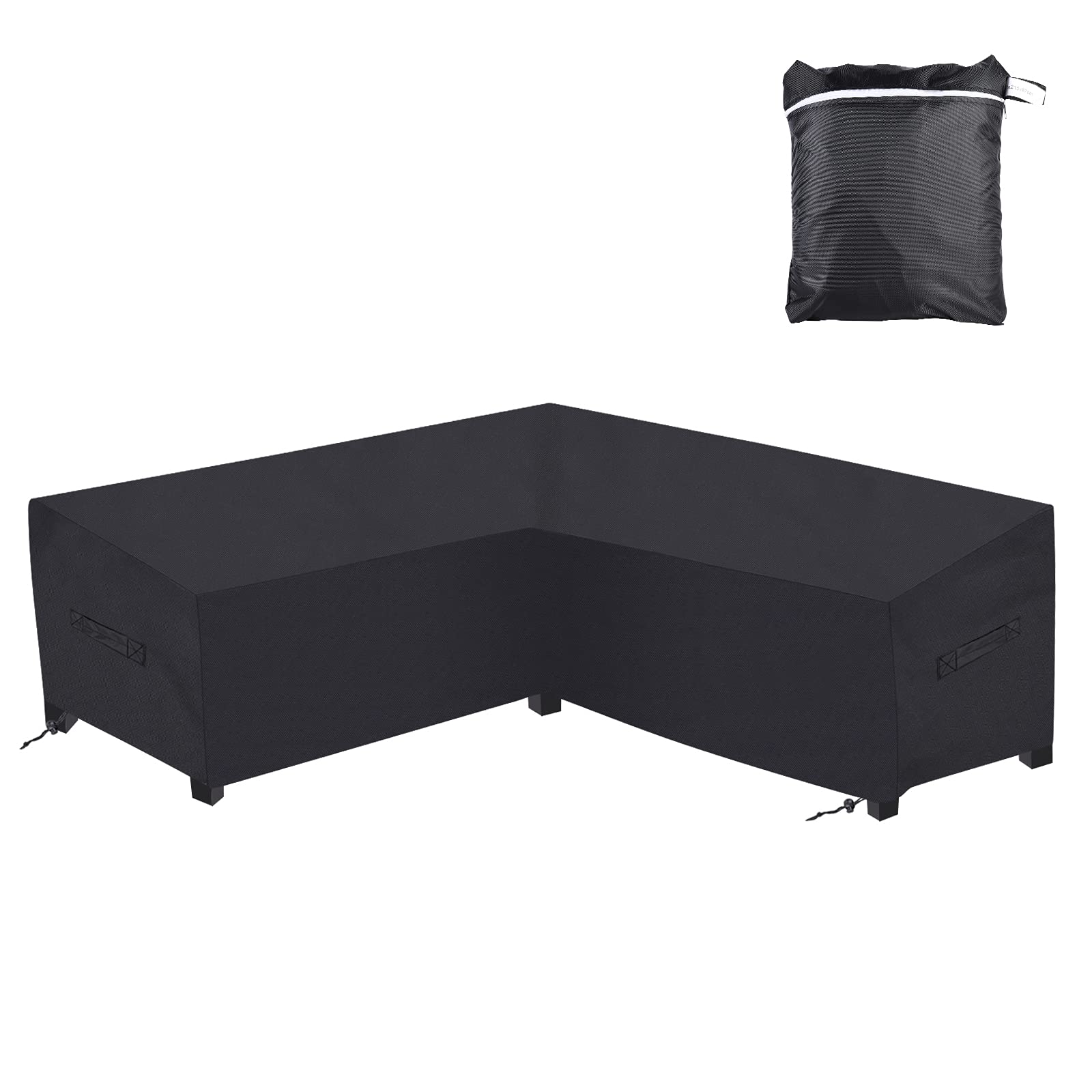 Waterproof 420D Outdoor Patio Sectional Sofa Cover - Windproof V-Shaped Furniture Protector (106