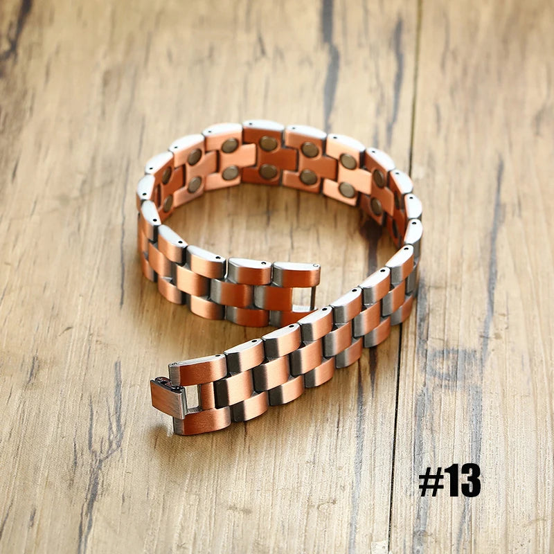 Men's Magnetic Health Bracelet - Pure Copper Energy Bracelet with Blood Pressure Magnets | Pain Relief & Improved Circulation | Perfect for Fitness, Work & Daily Wear
