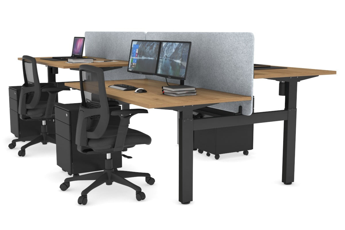 Adjustable 4-Person H Bench Workstation - Black Frame [1200L x 800W] - Perfect for Office, Coworking Spaces & Home Offices