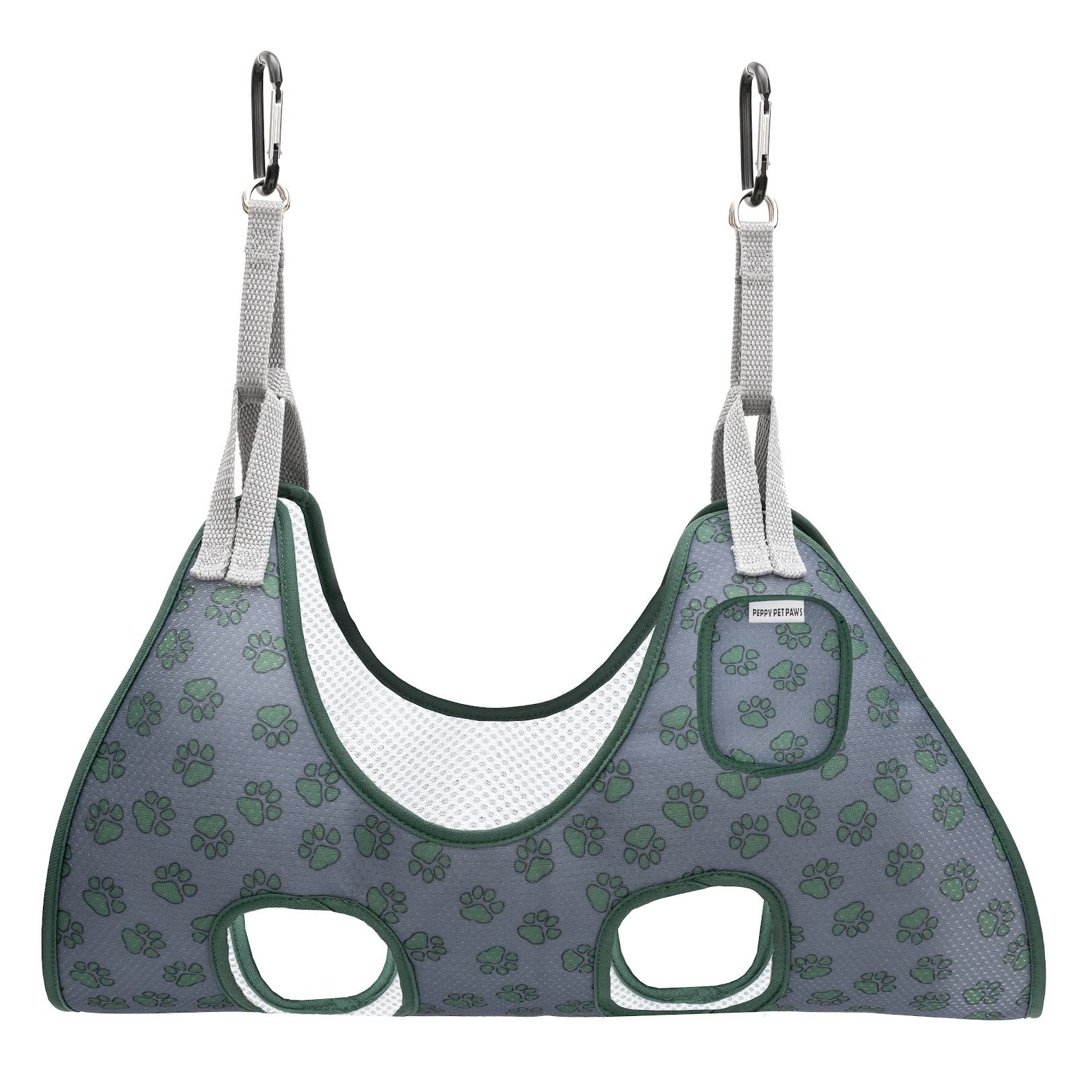PeppyPetPaws Dog Grooming Hammock - Safe Nail Trimming Sling with Recovery Collar & Strong Hooks - Adjustable Hanging Harness for Medium Dogs - Perfect for Stress-Free Grooming at Home or Vet Visits