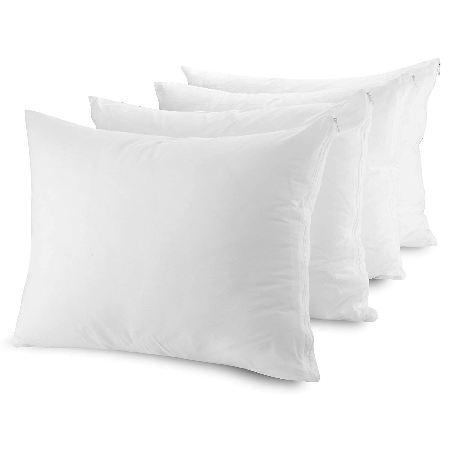 Premium King Size Pillow Protectors with Zipper - Breathable Poly-Cotton Blend, Moisture Wicking & Hypoallergenic - Dust Mite & Allergen Proof (2 Pack) - Ideal for Allergy Sufferers, Hot Sleepers & Bedroom Hygiene