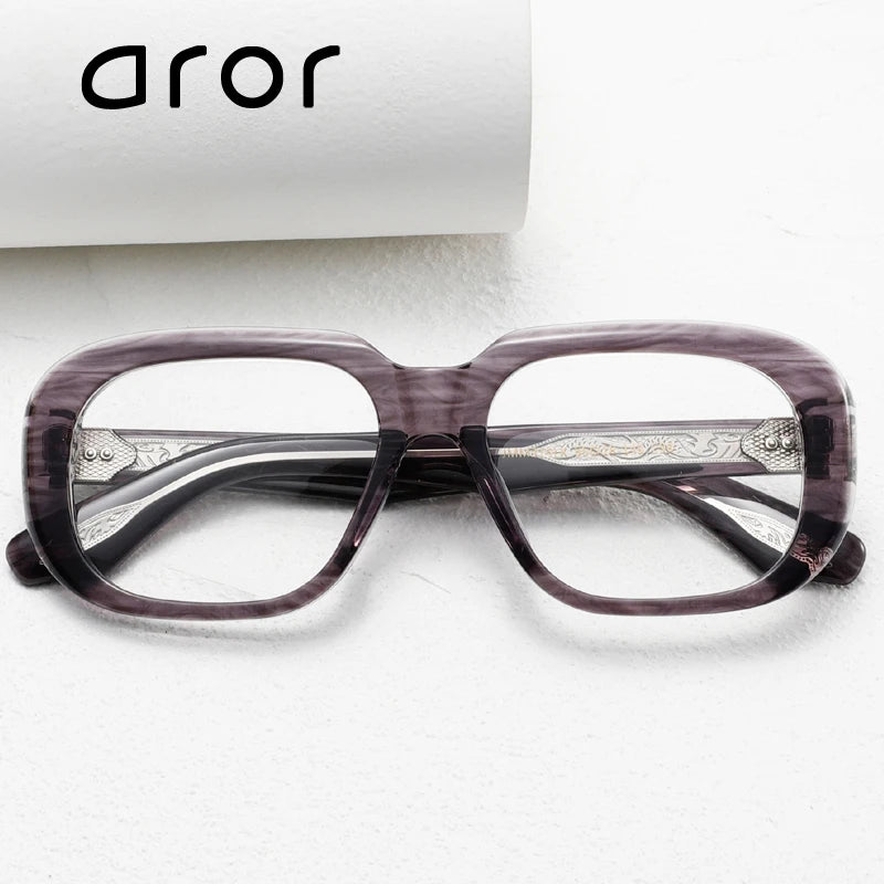 Aror Unisex Full Rim Square Thick Acetate Eyeglasses 842315 - Stylish & Durable Frames for Men & Women - Perfect for Work, Reading & Fashion Accessories