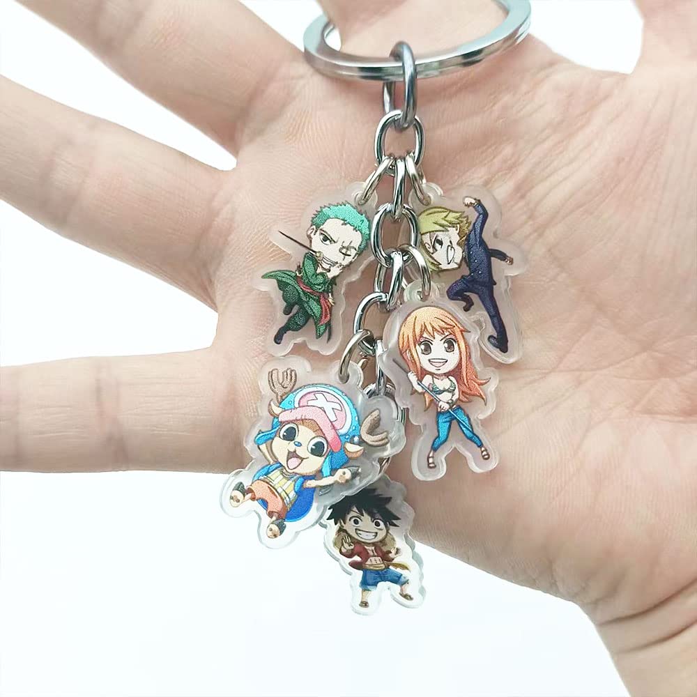 ZKTSRY One Piece Anime Keychain Set - Roronoa Zoro & Luffy Double-Sided Acrylic Figure Keychains for Backpacks, Bags & Cosplay Accessories