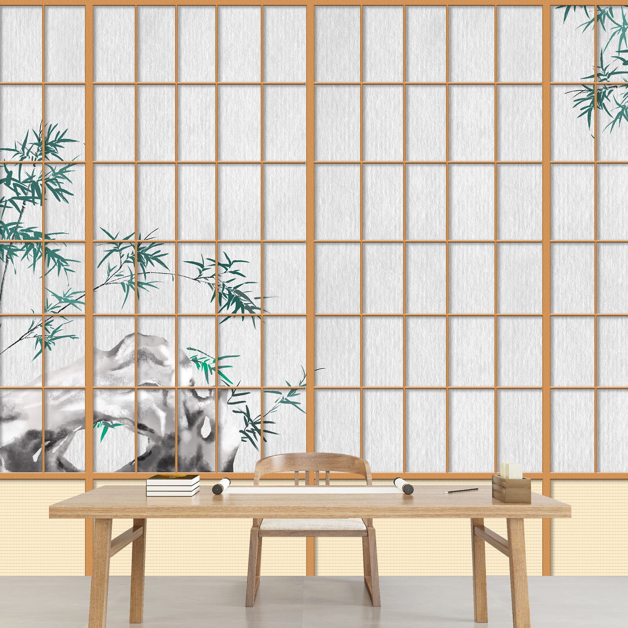 Japanese Grid Window Peel and Stick Wall Mural - 100x144 Inches Removable Wallpaper for Bedroom Decor | Perfect for Home, Office & Nursery Decoration