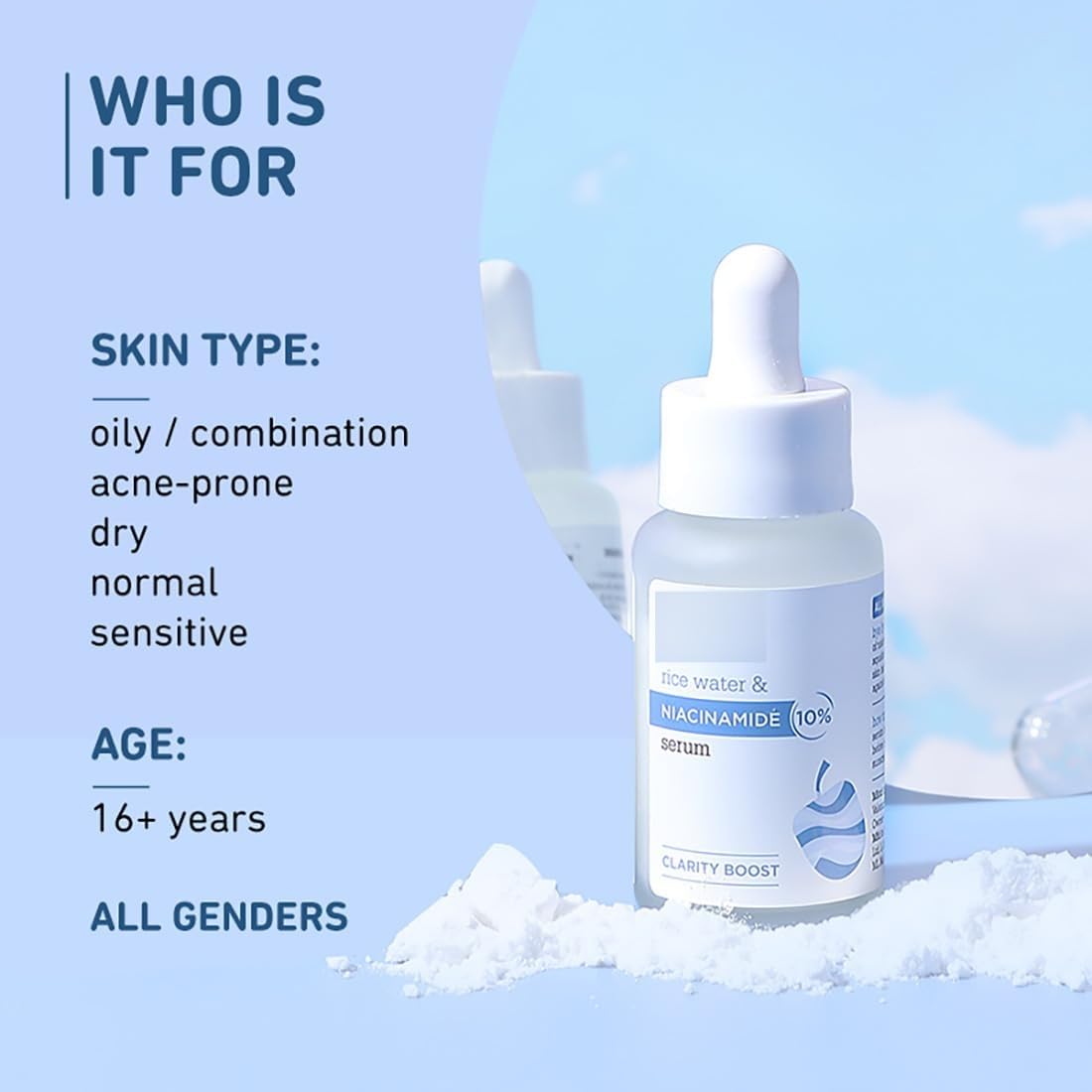 10% Niacinamide Serum with Rice Water for Clear, Glowing Skin - Brightening Facial Treatment for Acne Prone, Oily & Sensitive Skin - Oil Control & Anti-Acne Face Serum for Women & Men (30ml) - Perfect for Daily Skincare Routine & Blemish Reduction