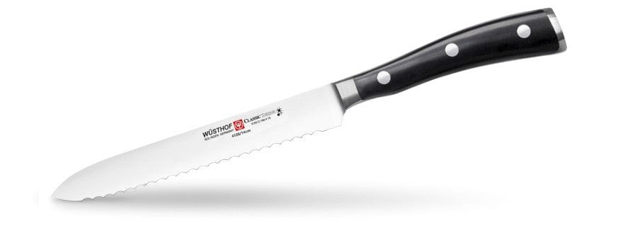 Wusthof Classic Ikon Serrated Utility Knife - Premium German Stainless Steel Kitchen Knife for Slicing Bread, Fruits & Vegetables - Perfect for Home Chefs & Professional Kitchens