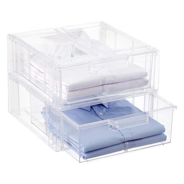 Clear Stackable Plastic Drawers for Organizing - 3 Sizes (Small, Medium, Large) - Perfect for Home Office, Bedroom, and Closet Storage