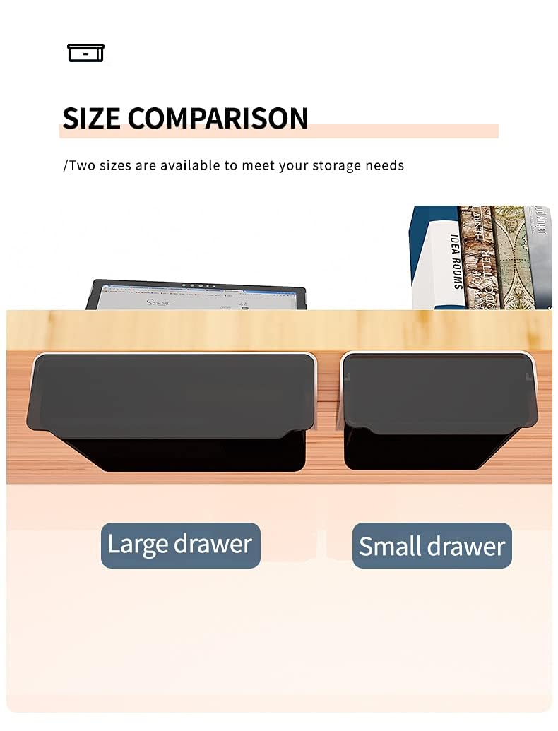 Self-Adhesive Under Desk Drawer Organizer - No Drill Hidden Storage for Home Office (7.87