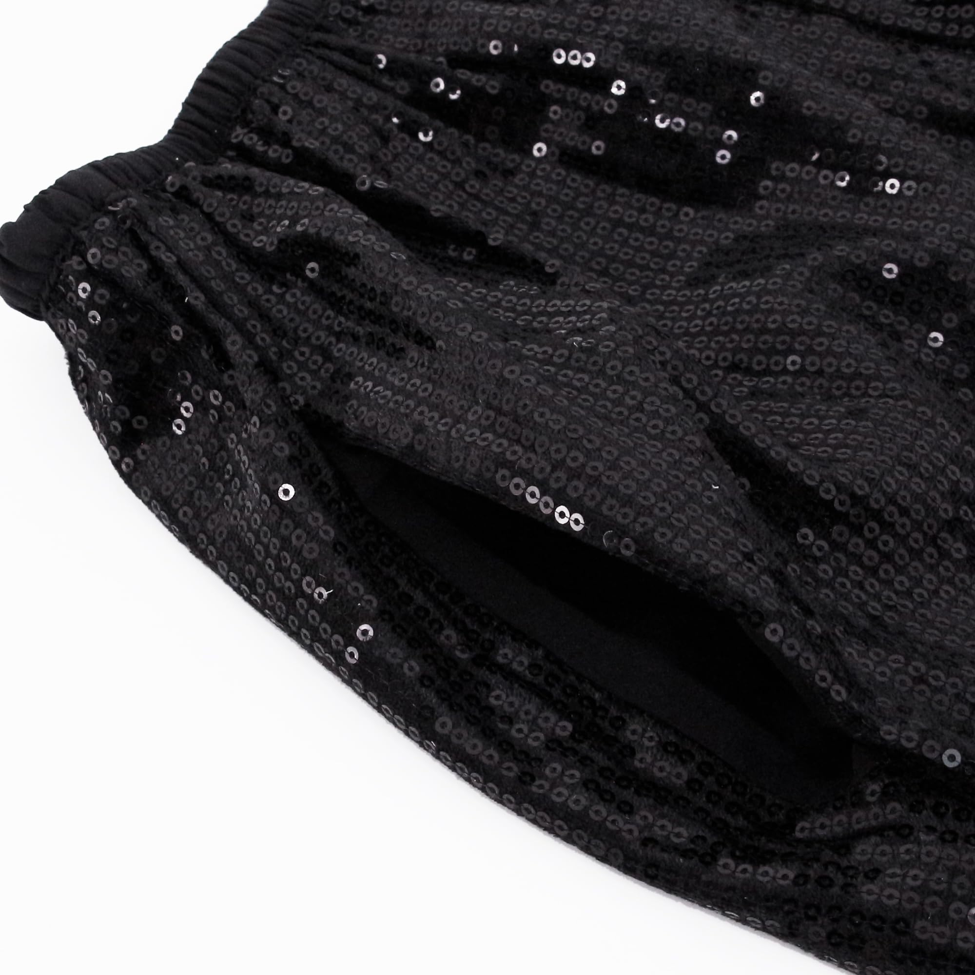 Sparkly High Waist Sequin Shorts for Women - Elastic Wide Leg Party Shorts with Pockets | Perfect for Night Out, Club Wear & Festivals