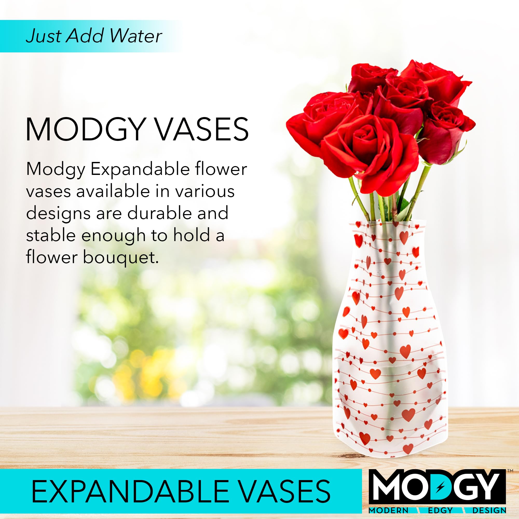 MODGY Expandable Flower Vase - Modern Plastic Decorative Vase for Centerpieces, Dining Table, Living Room, Bathroom, Wedding & Office Decor | Perfect for Home Decor, Floral Arrangements and Gift Giving
