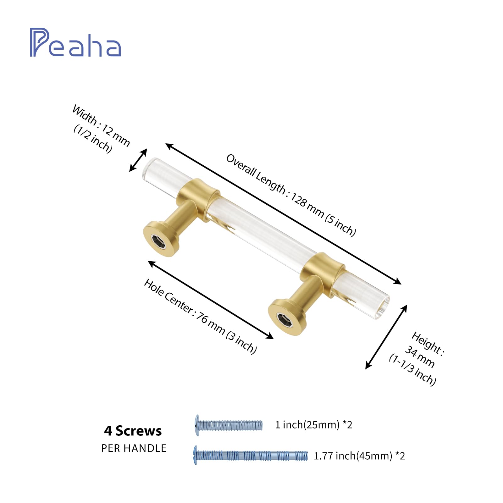 25 Pack Brass Cabinet Pulls - 3